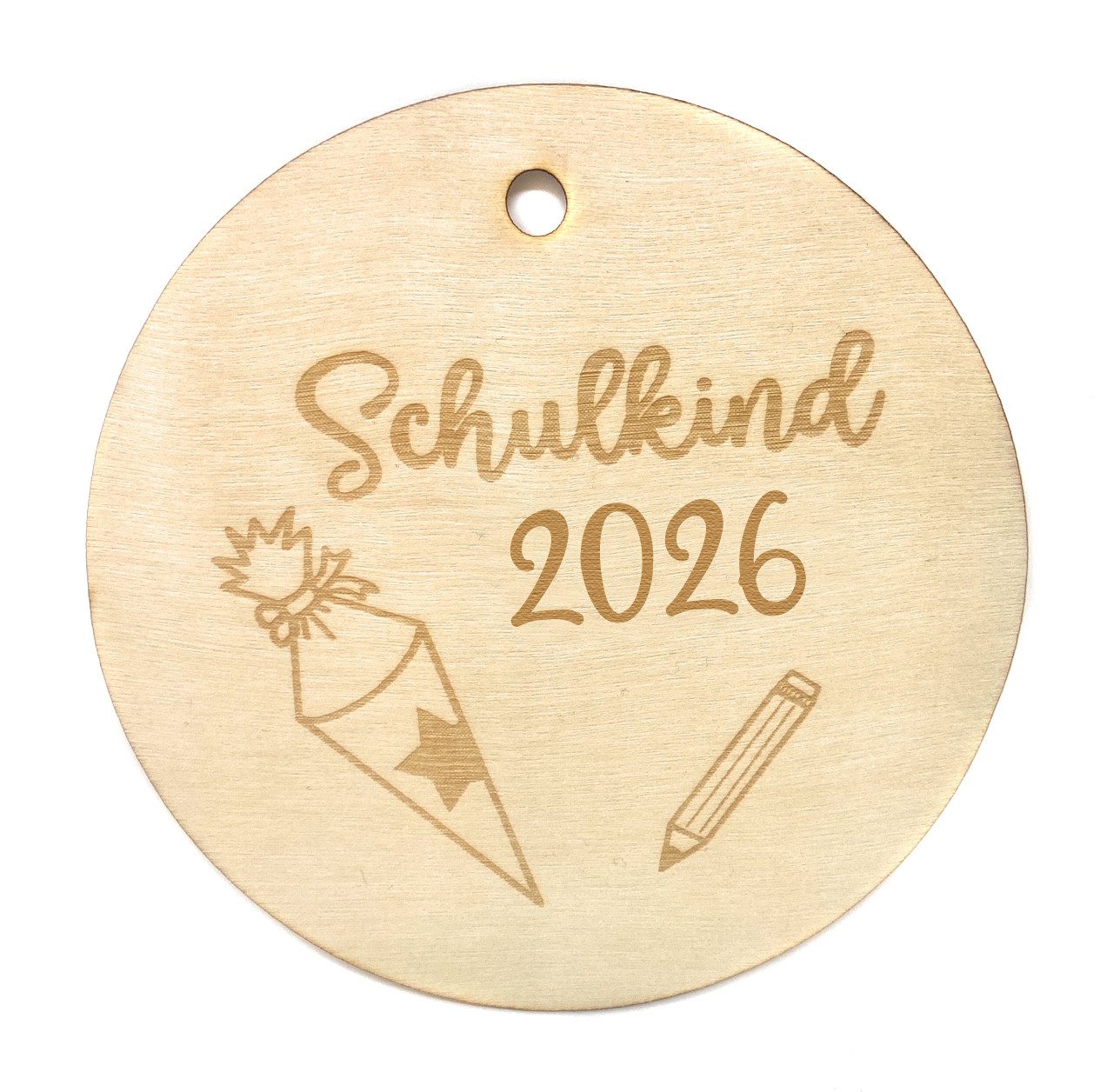 Elfenstall Hängedekoration Holzscheibe Schulkind 2026 Geschenkanhänger 10 cm – Bild 2 von 2
