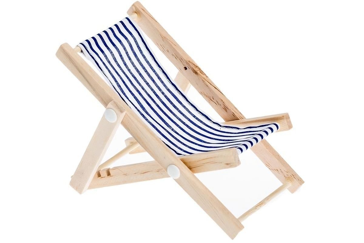 NaDeco Bastelnaturmaterial Mini Deko Liegestuhl blau-weißer Stoffsitz, ca. günstig online kaufen