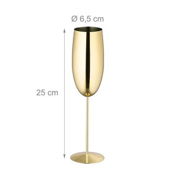 relaxdays Sektglas Sektgläser Edelstahl 4er Set, Edelstahl, Gold