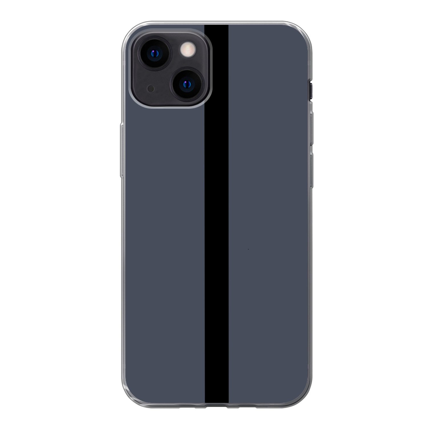 MuchoWow Handyhülle für Apple iPhone 13 Blau - Schwarz - Gestreift - Minimalistisch, Smartphone-Bumper, Print, Handy Schutzhülle Dünn