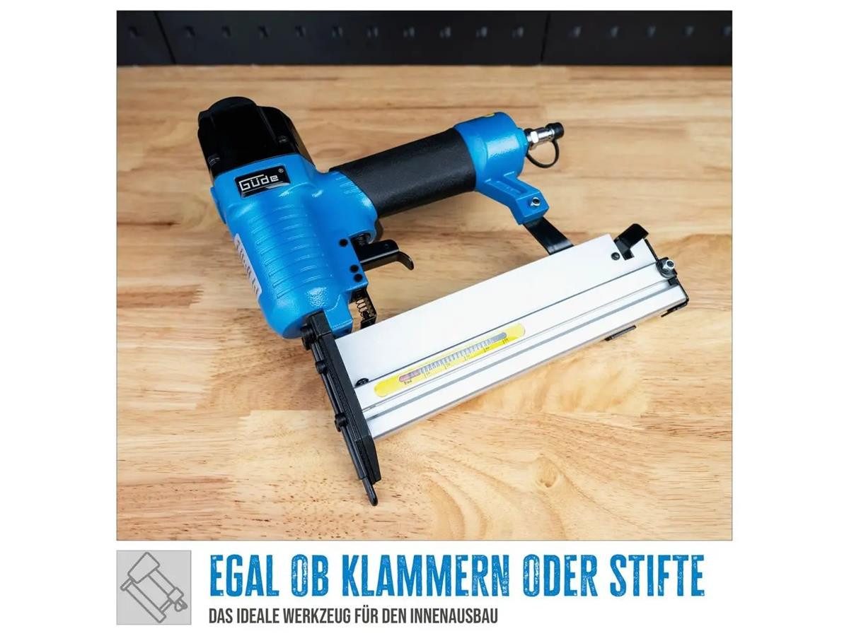 Güde Nagler Druckluft-Klammergerät, Set, 6 bar, Stiftstärke 1,05 mm, Klammerstärke 1 mm, inkl. Koffer