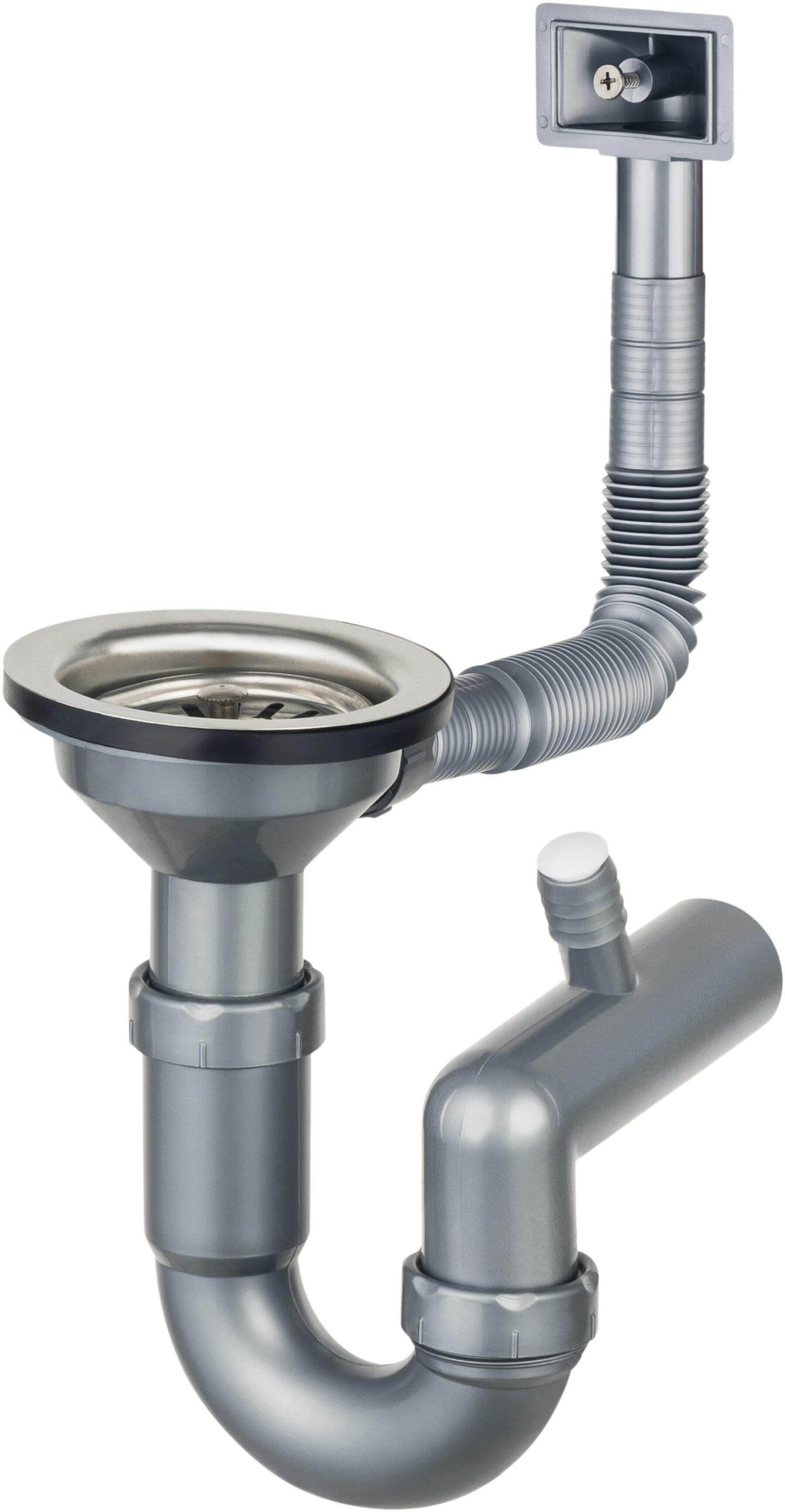 Siphon Siphon Stahlspülbecken, 1-Becken - 3,5" Abfluss
