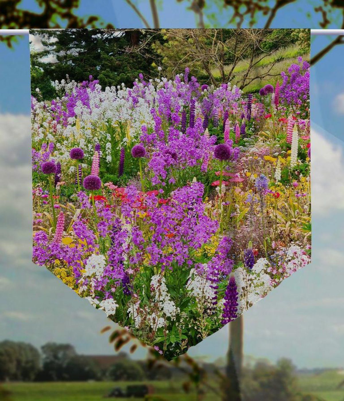 spitz, Scheibengardine – Blumenmotiv Blütenmeer – Scheibenhänger gardinen-for-life