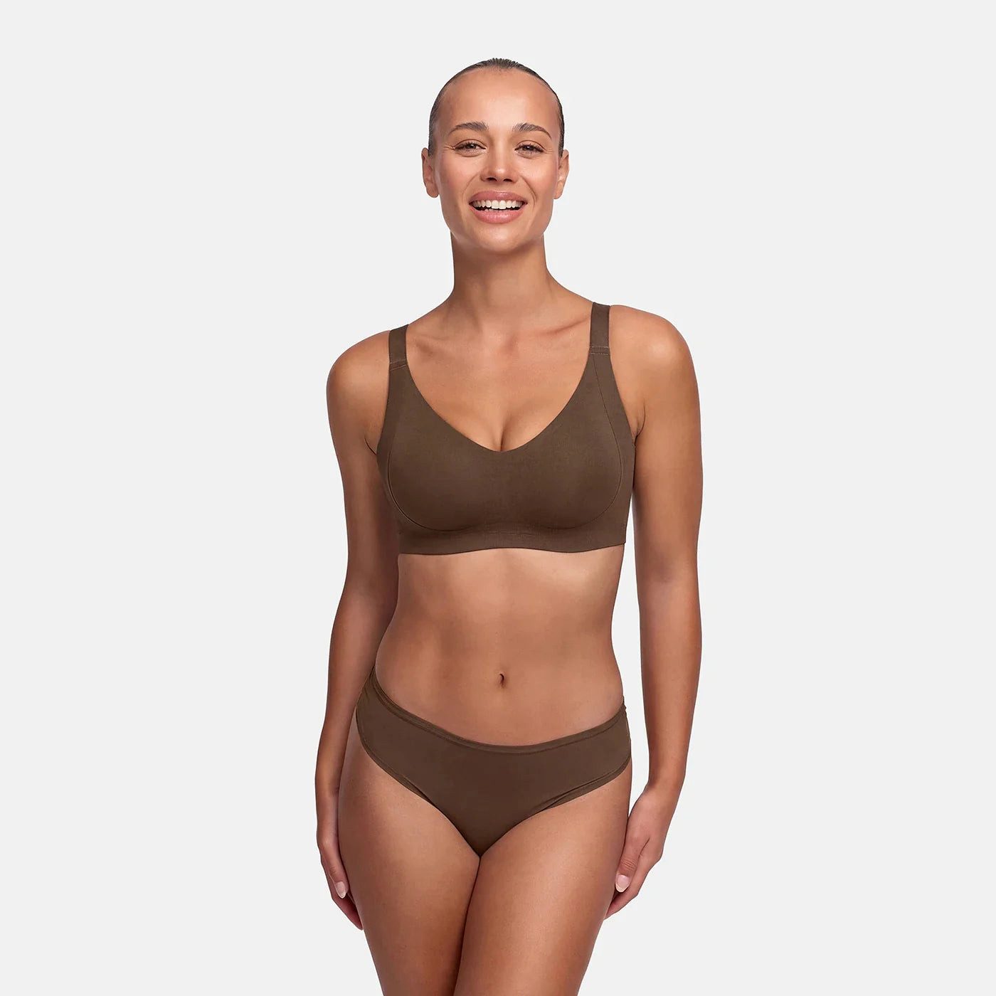 cfab (creamy fabrics) Bügelloser BH Seamless Compact Push-Up BH-Braun-XS (1-tlg)