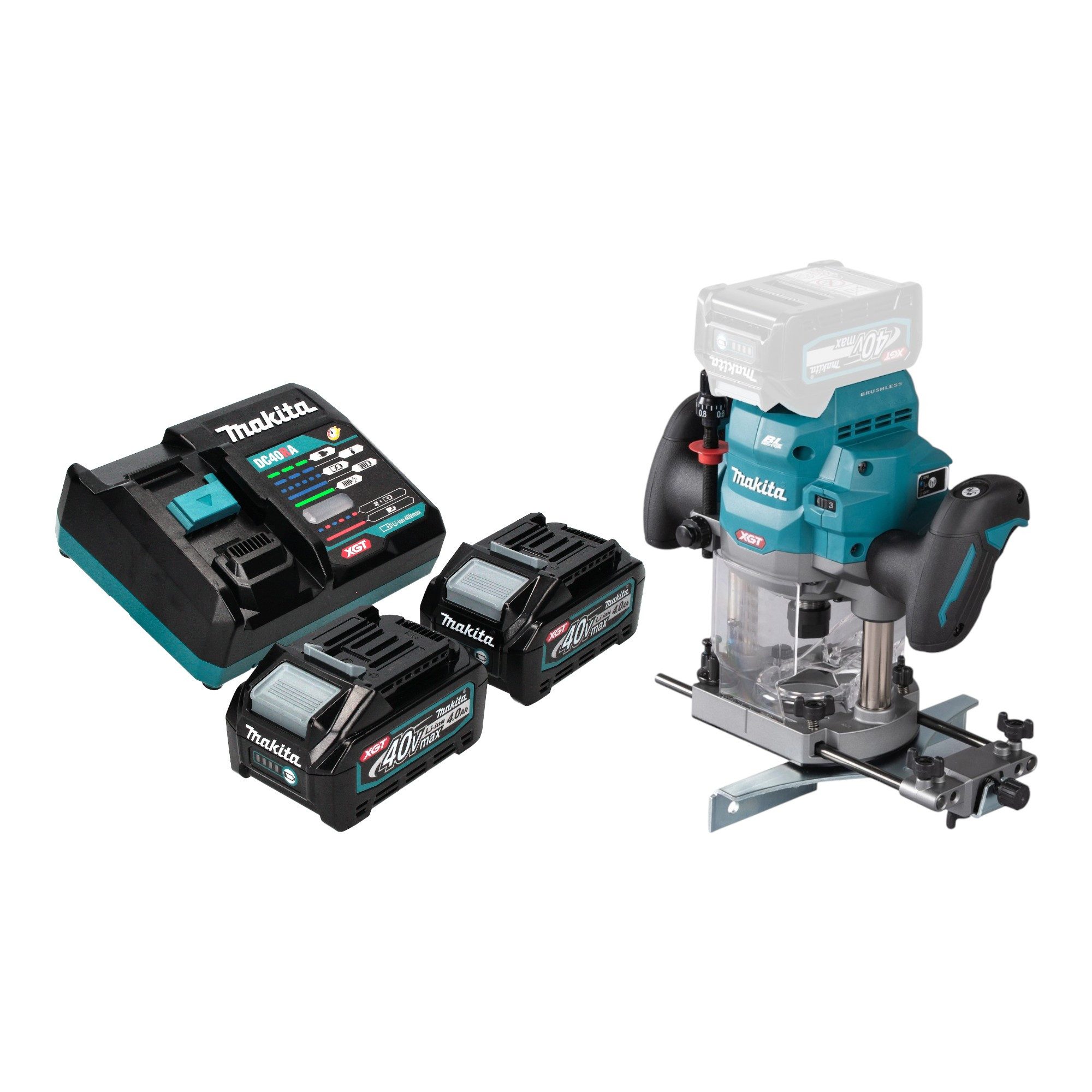 Makita Oberfräse RP 001 GM201 Akku Oberfräse 40 V max. 12 mm Brushless
