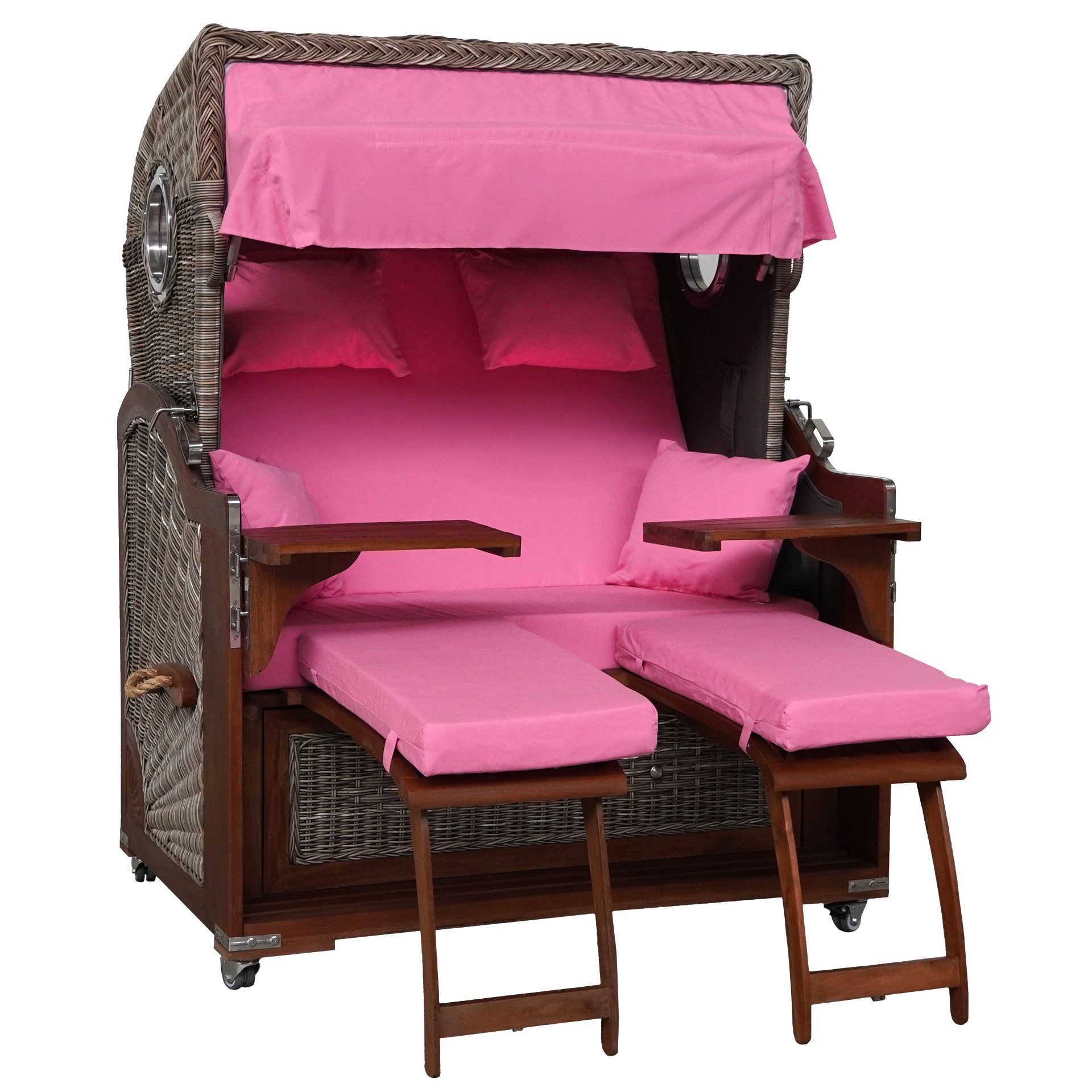 WebaVita Strandkorb Webavita Strandkorb Bali aus massivem rotbraunem Hartholz Rosa, BxTxH: 136x95x160 cm, Strandkorb