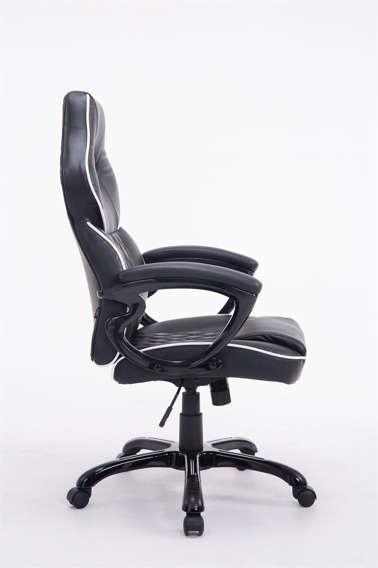 (Schreibtischstuhl, Kunststoff Gestell: Drehstuhl, Rückenlehne Bürostuhl mit Sitzfläche: - Chefsessel, Kunstleder XXL), geformter schwarz bequemer Bigo schwarz TPFLiving Bürostuhl ergonomisch