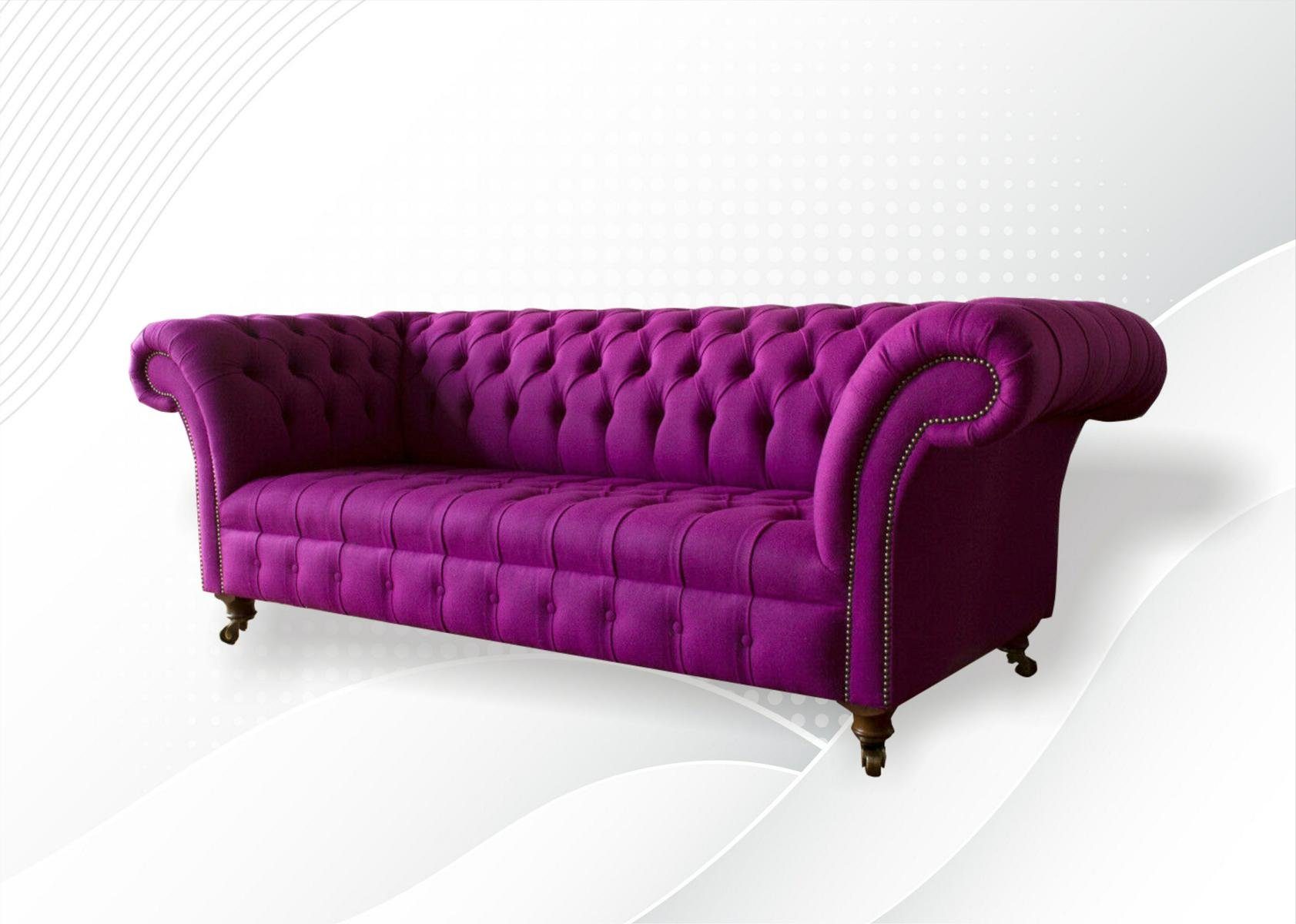 JVmoebel Chesterfield-Sofa Luxus Lila Chesterfield Dreisitzer Modernes Design Neu, Made in Europe