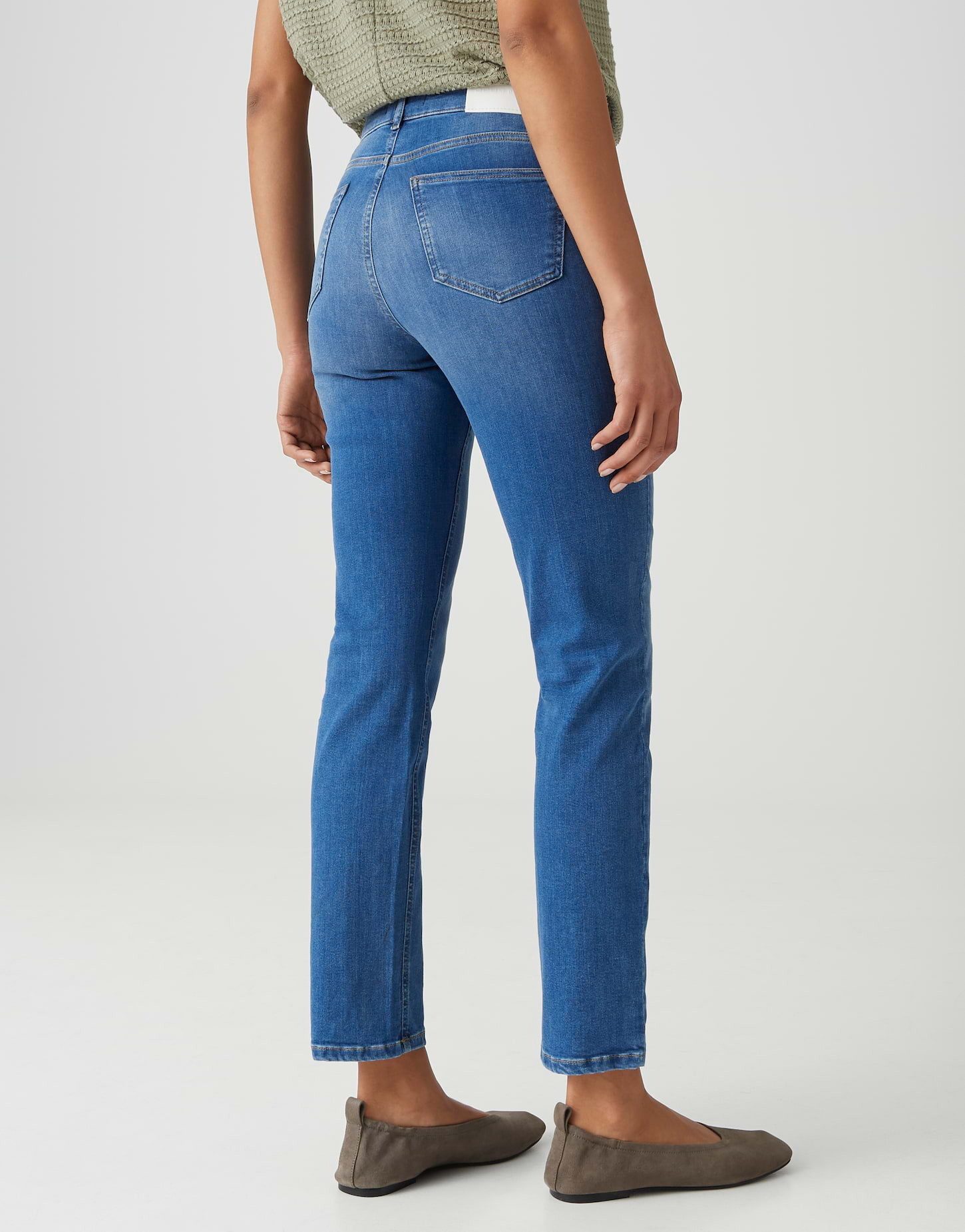 OPUS PANTS Slim-fit-Jeans MELLY BASE Slim Jeans mit Powerstretch Mid Rise Klare Linie mit dezenten Crinkle-Effekten