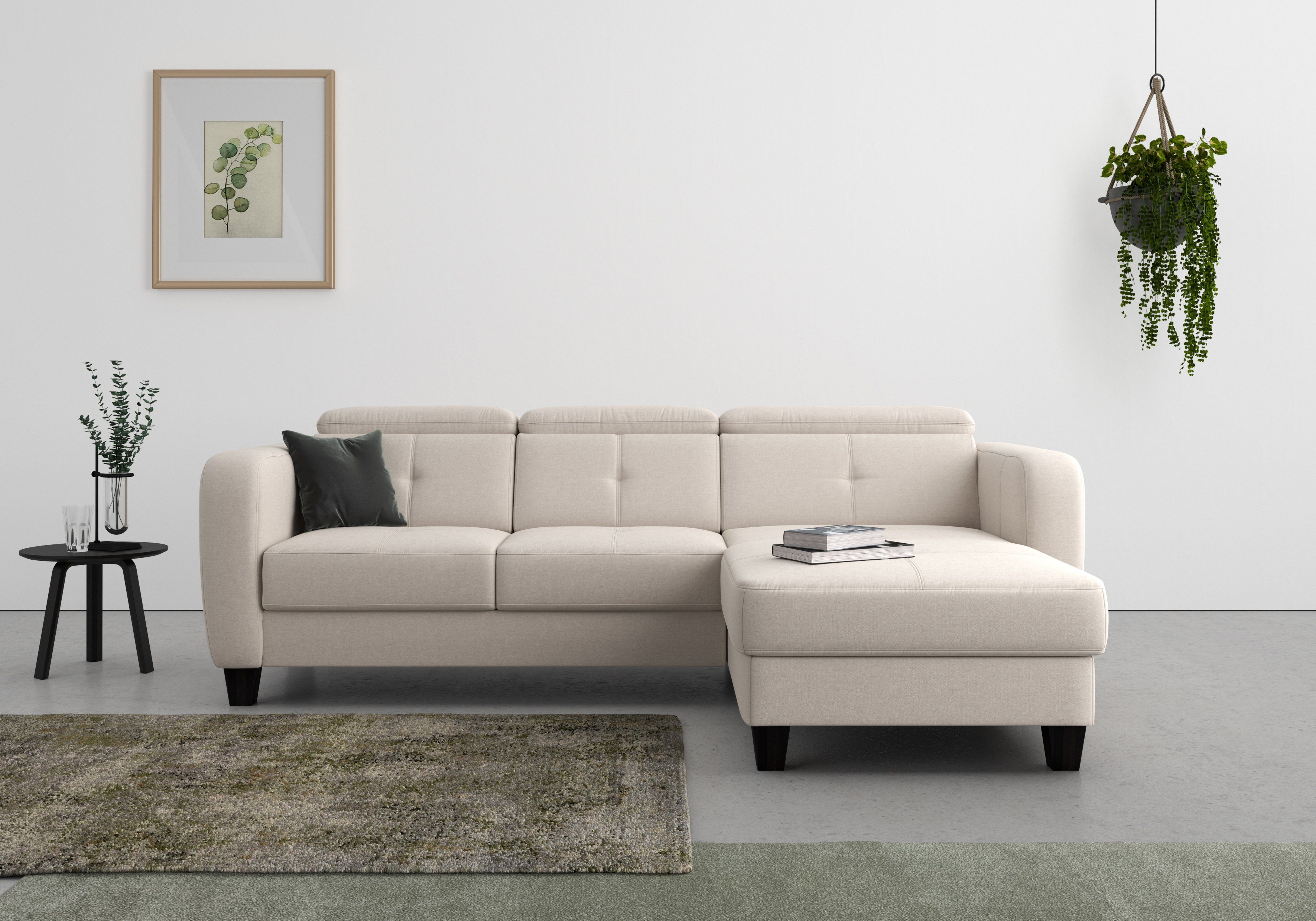 sit&more Ecksofa Belluci L-Form, inklusive Federkern, wahlweise mit Schlaffunktion und Bettkasten