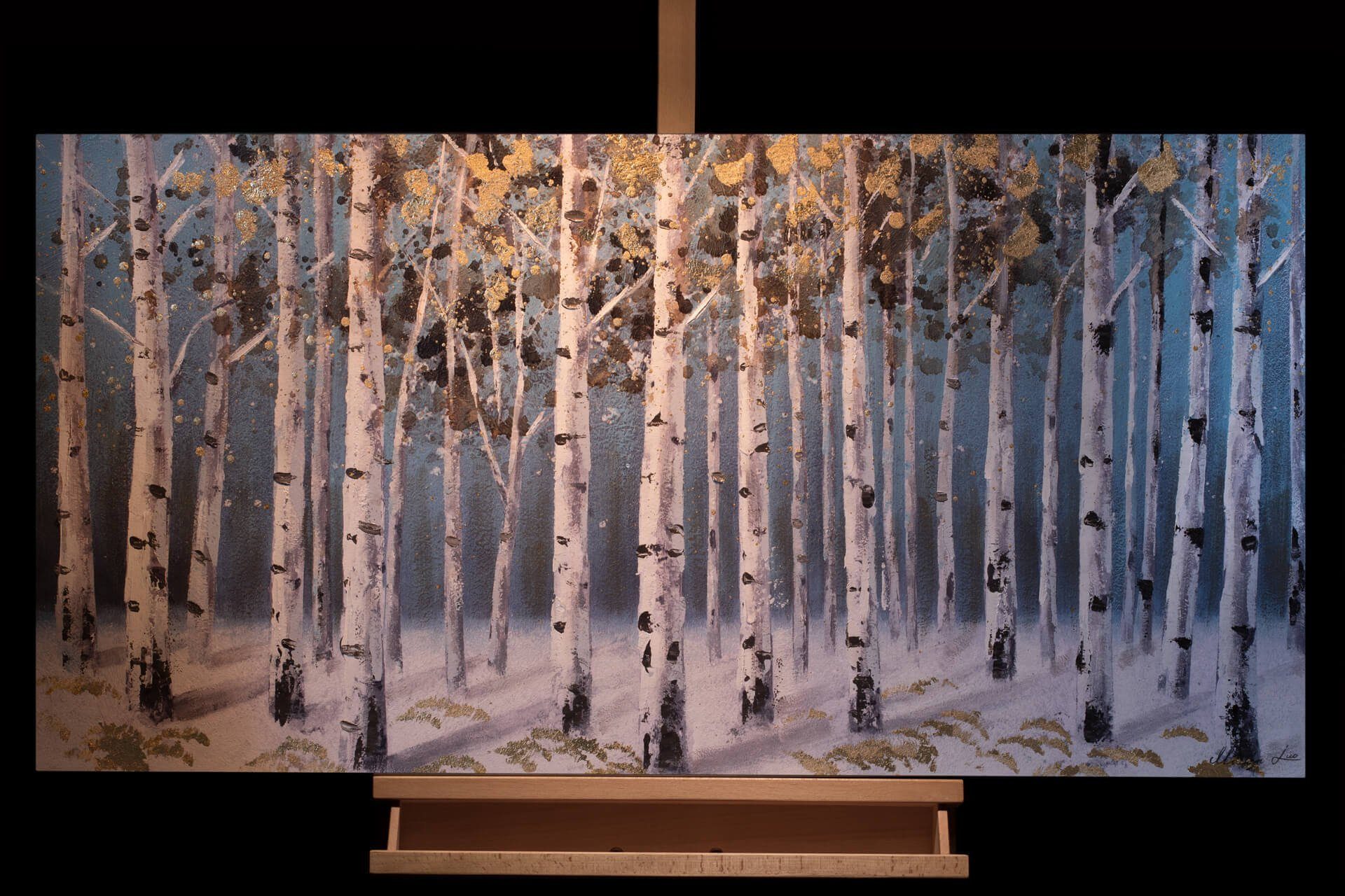 cm, KUNSTLOFT the 100% Leinwandbild Gemälde in Forest Wandbild HANDGEMALT 120x60 Wohnzimmer Walk