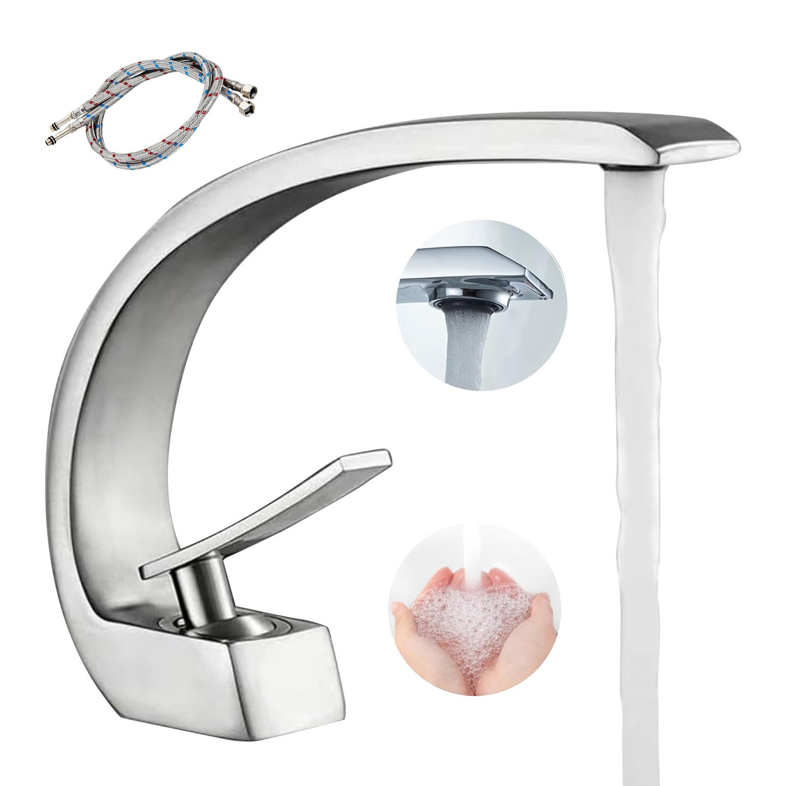 REDOM Waschtischarmatur Wasserfall Badarmatur Einhebelmischer Badezimmer günstig online kaufen