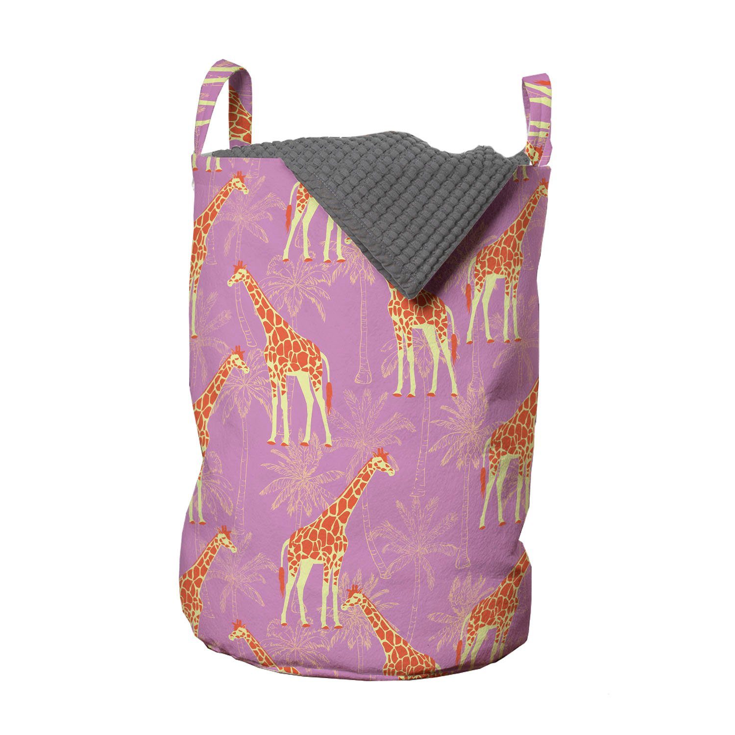 Abakuhaus Wäschesäckchen Wäschekorb mit Griffen Kordelzugverschluss für Waschsalons, Giraffe Vibrant Lange Necked Tiere