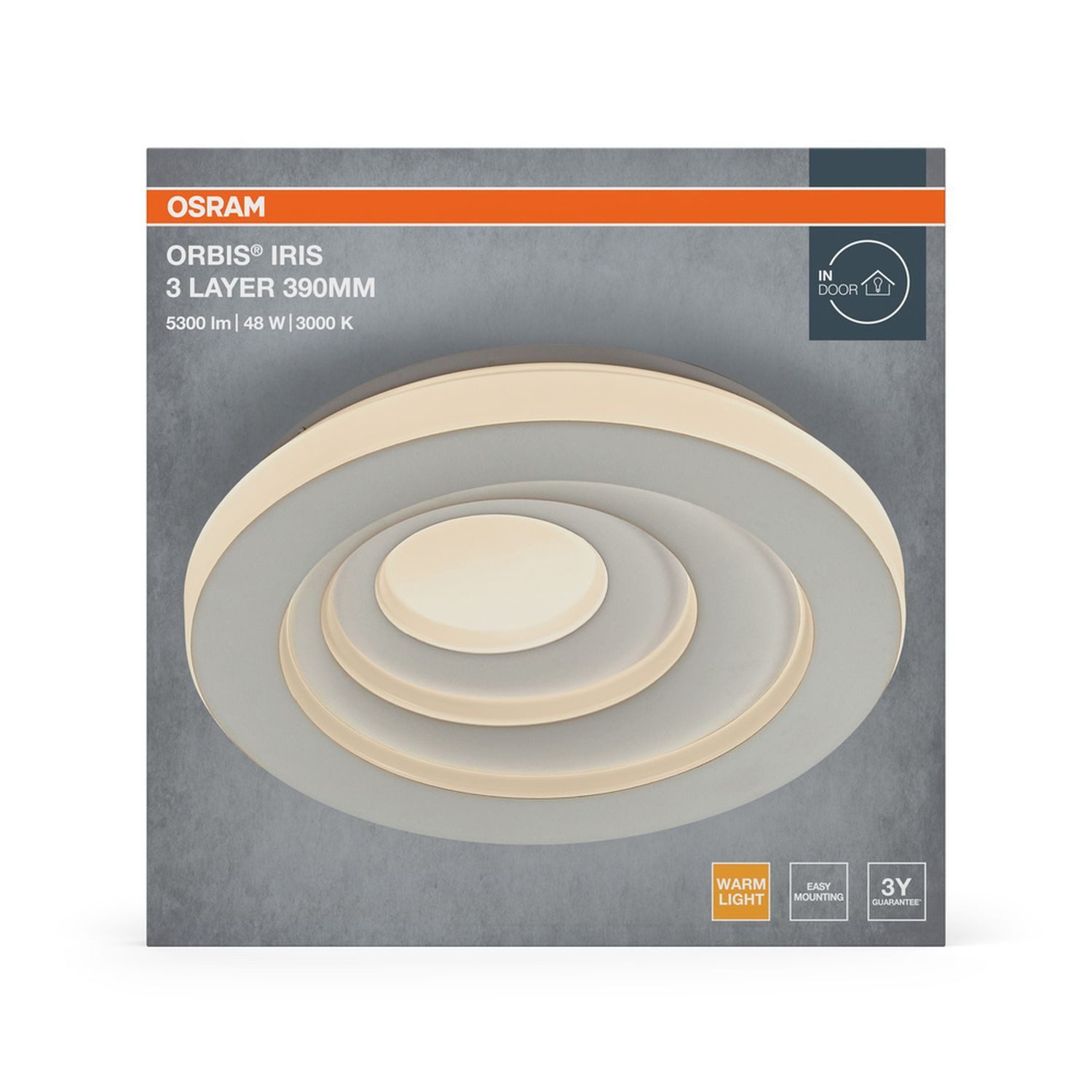 Licht-Erlebnisse Deckenleuchte KORESAD, LED fest integriert, Warmweiß, LED 3000 K 1900 lm rund D: 39 cm Modern Deckenlampe