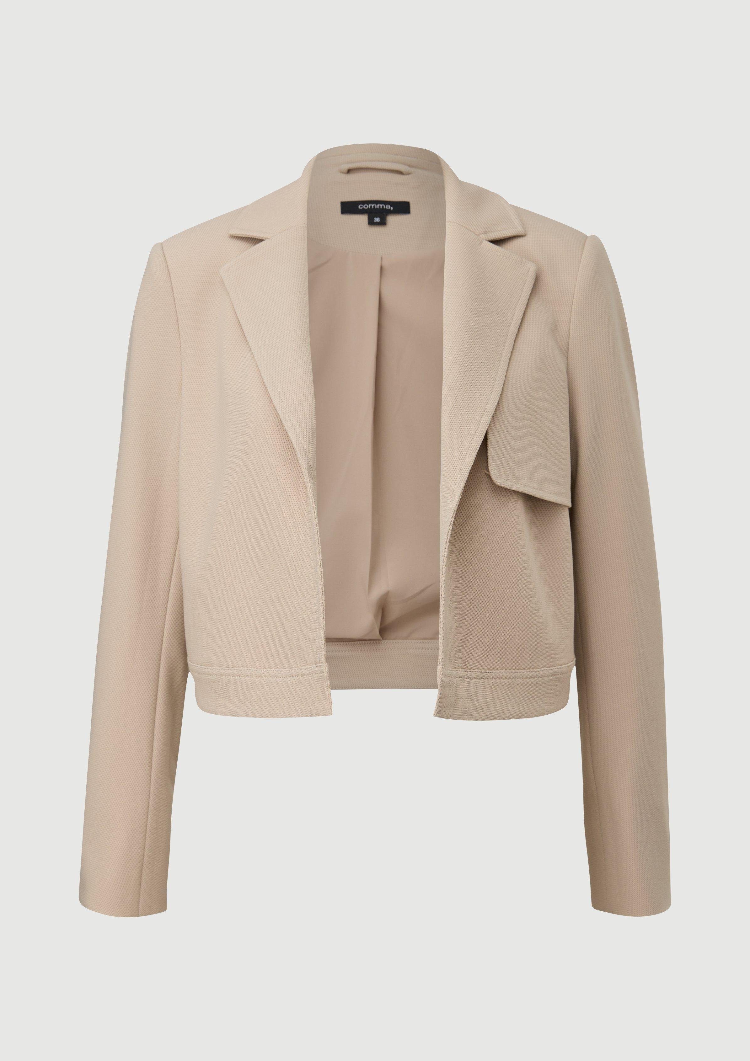 beige Comma Blazer Viskosemix Kurzer Blusenblazer helles aus Logo