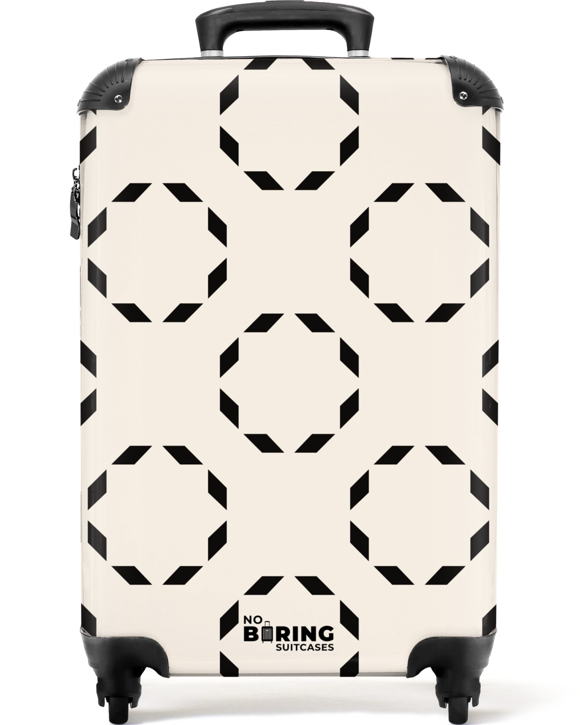 NoBoringSuitcases.com© Hartschalen-Trolley Beige mit schwarzen Kreisen günstig online kaufen