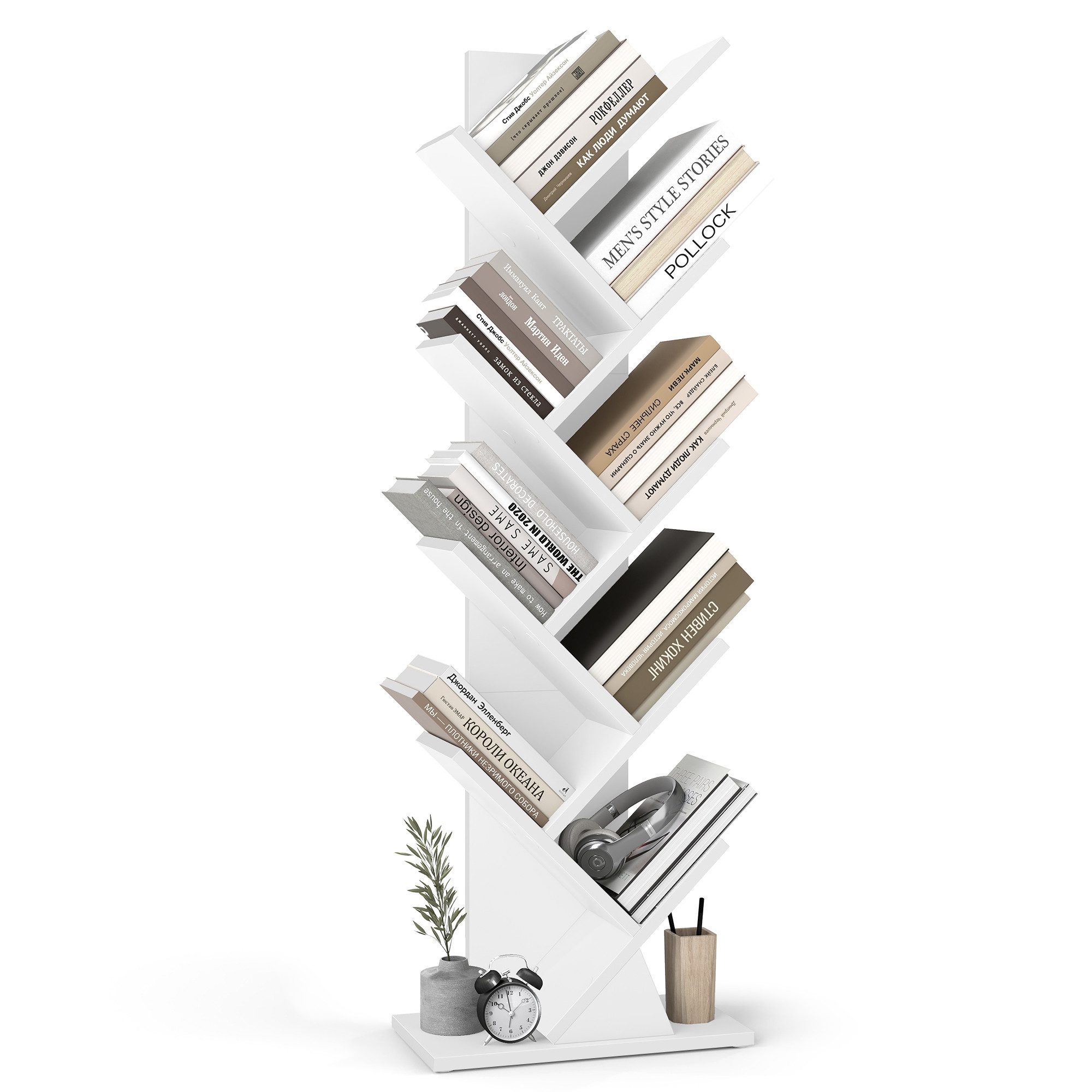 VASAGLE Bücherregal, Baumform, Standregal 9 Ebenen, Eckregal