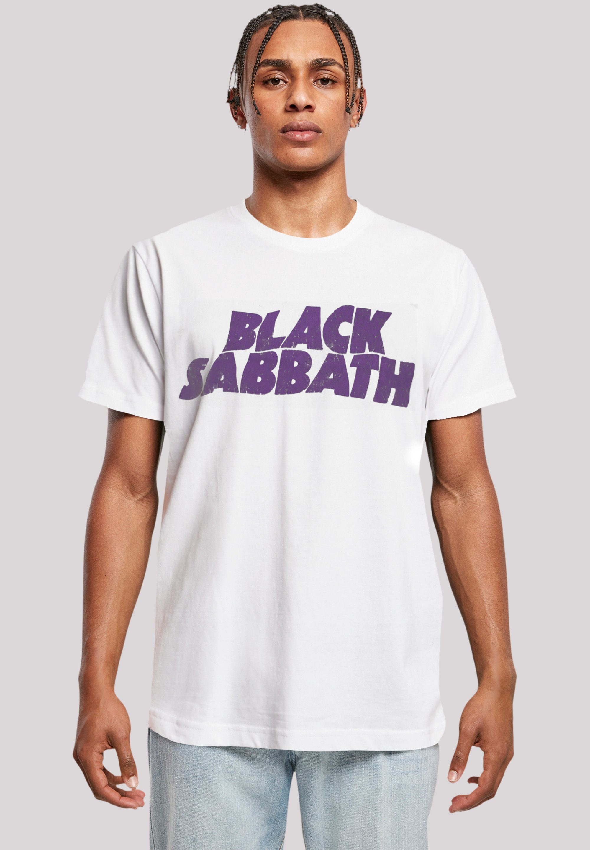 F4NT4STIC T-Shirt Black Sabbath Wavy Logo lila Print weiß