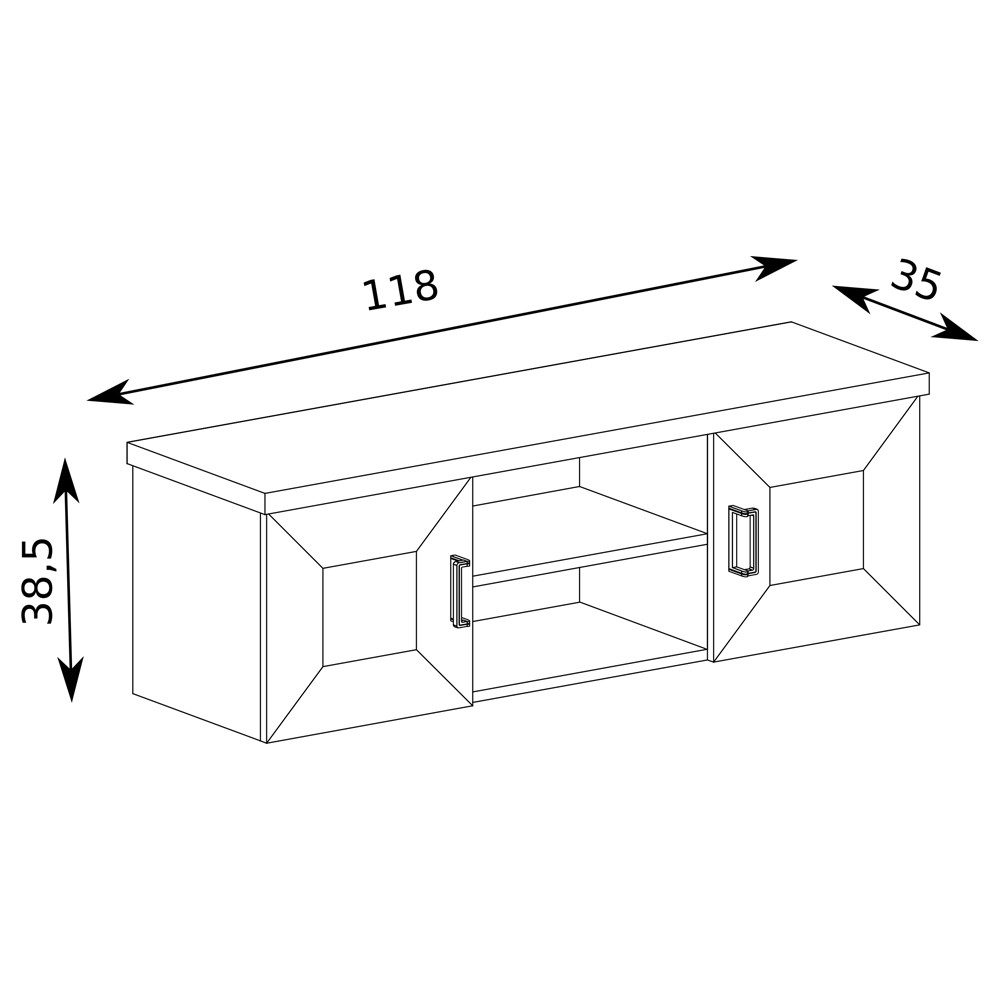 Lomadox Wandregal TEORA-161, in Lefkas Eiche Oak braun 2 Türen Fächer 118x3 günstig online kaufen