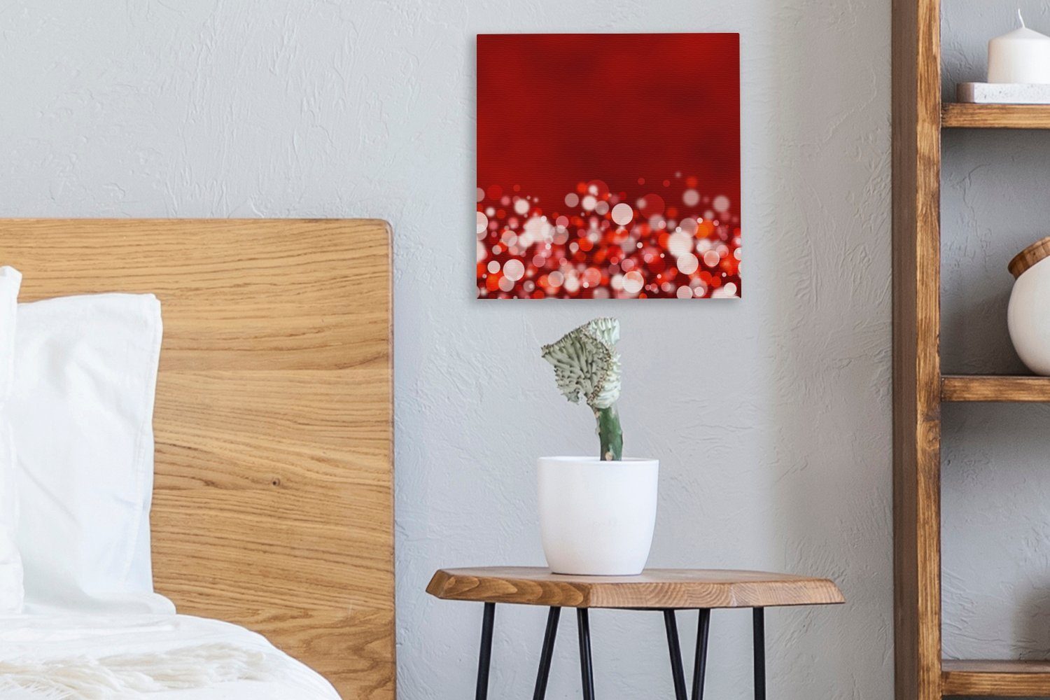 OneMillionCanvasses® Leinwandbild Roter Glitzer Leinwand Hintergrund, mit Bilder unscharfem St), (1 für Wohnzimmer Schlafzimmer