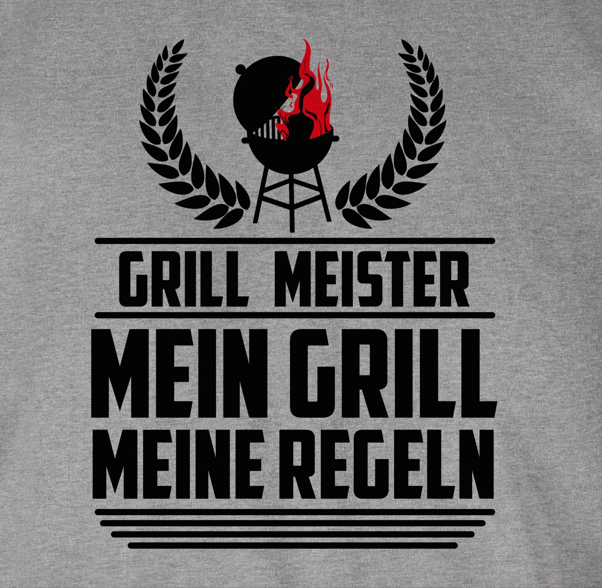 Shirtracer T-Shirt Grill schwarz Grillzubehör - & Grillen Grau Meister Geschenk meliert 2