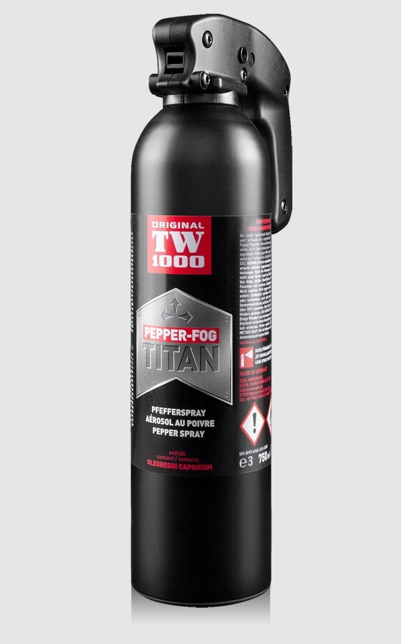 KH Security Marderspray Pfefferspray TW1000 Nebel 750 ml TITAN, die kegelförmige Ausdehnung erhöht die Treffsicherheit