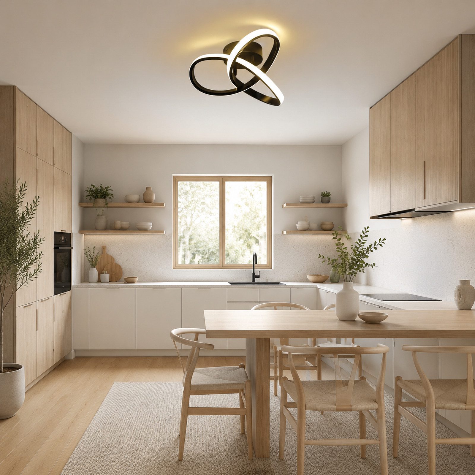 Nettlife LED Deckenleuchte Modern Schwarz/Weiß 24cm Schlafzimmer Augenschutz Deckenlampe, LED fest integriert, Warmweiß 3000K, Augenschutz,Einfache Installtion  – Bild 4 von 5