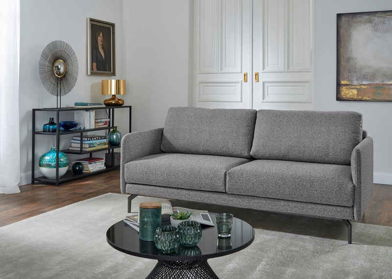 hülsta sofa 2-Sitzer »hs.450«, Armlehne sehr schmal, Breite 150 cm, Alugussfuß Umbragrau, wahlweise Stoff oder Leder