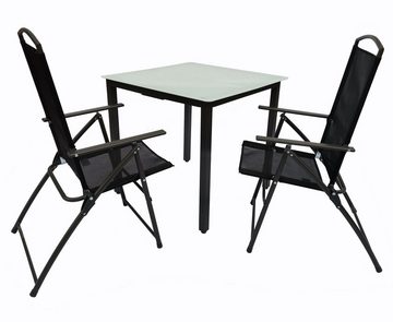VCM Garten-Essgruppe 3-tlg Sitzgruppe Gartenmöbel Tisch Stühle Set 80M, (3-tlg)