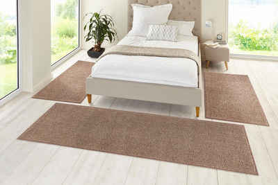 Bettumrandung Pure 100 HANSE Home, Höhe 13 mm, (3-tlg), Kurzflor, Unifarben, Teppich, Bettläufer, Bettvorleger, Teppichläufer