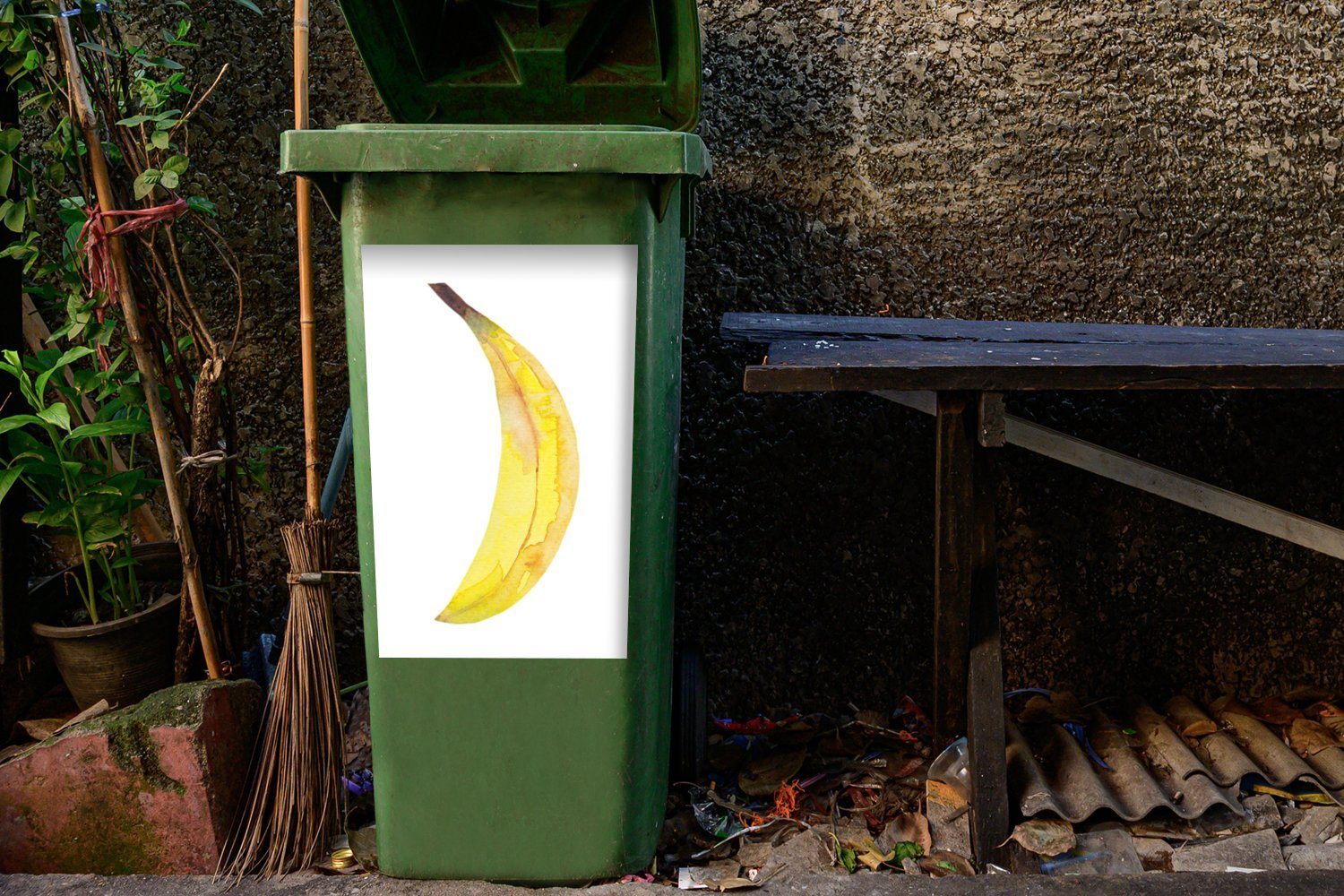 - Obst (1 Abfalbehälter Mülltonne, Mülleimer-aufkleber, Container, Aquarell Banane St), Wandsticker - MuchoWow Sticker,