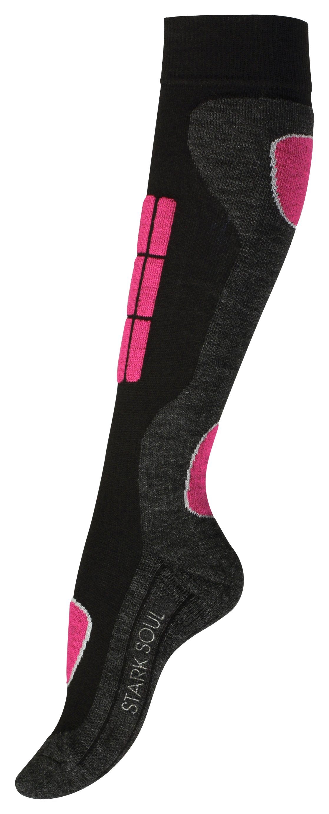 Stark Soul® Skisocken an Spezial flache Pink/Turquoise Knöchel und Spezialpolsterung, dickes Socken Proteegewebe Nähte, Snowboard mit Belastungszonen, den 2 an Paar & -Polsterungen Wintersport 2er-Pack, Socken, Ski Spann, Dehnungszonen