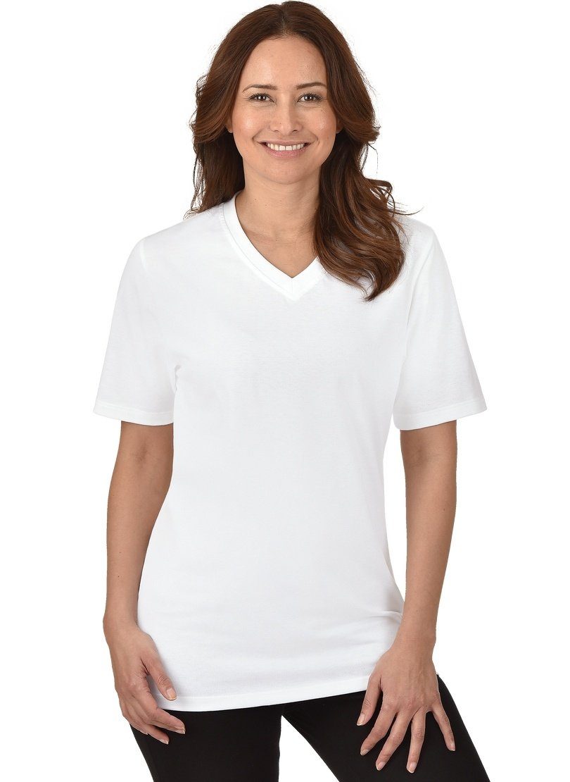 Trigema T-Shirt TRIGEMA V-Shirt DELUXE Baumwolle weiss | Sport-T-Shirts