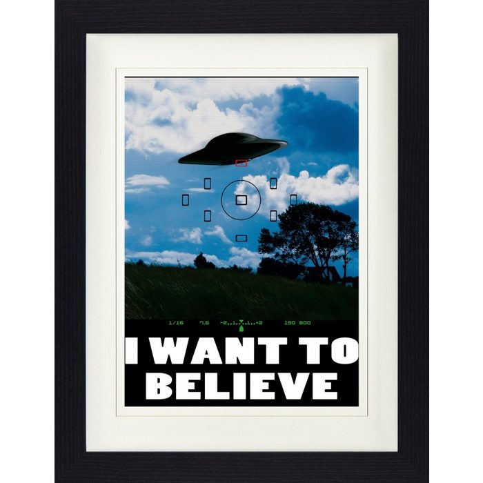 1art1 Bild mit Rahmen UFOs - I Want To Believe Fadenkreuz