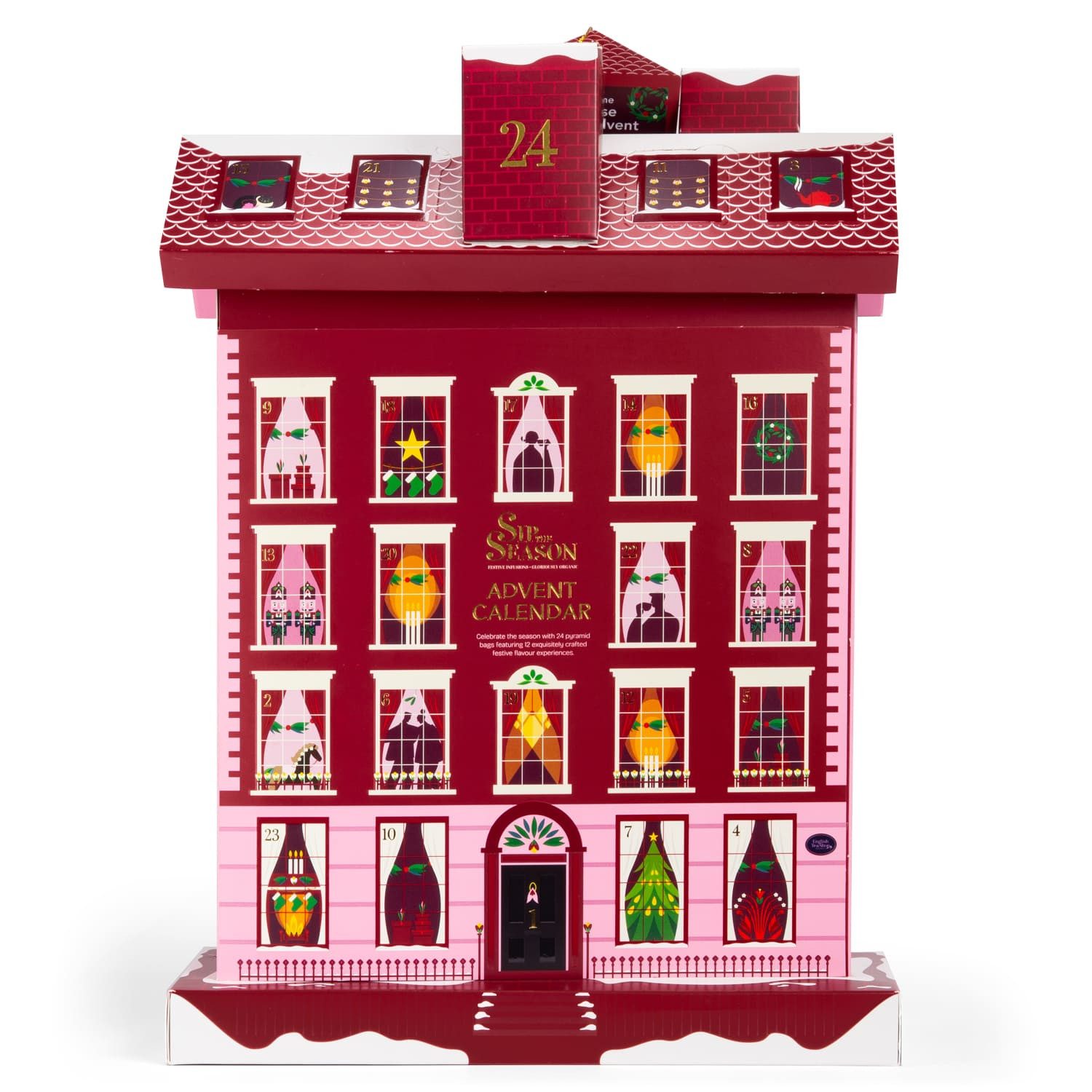 English Tea Shop Tee Tee Adventskalender Winter‑Cottage, BIO, 24 Pyramidenbeutel