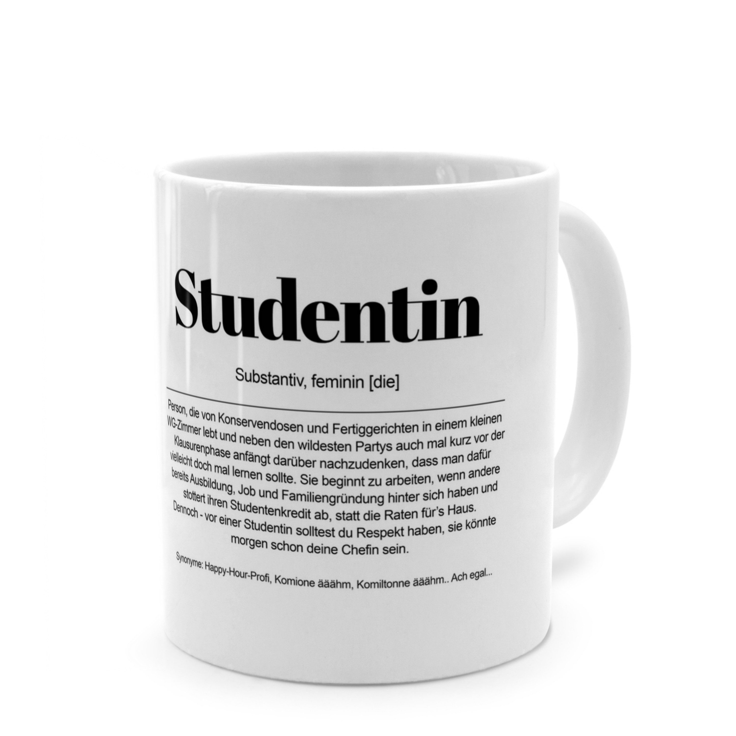 PhotoFancy Tasse mit Definition 'Studentin' - Tasse mit Spruch, Tasse Standard - Weiß