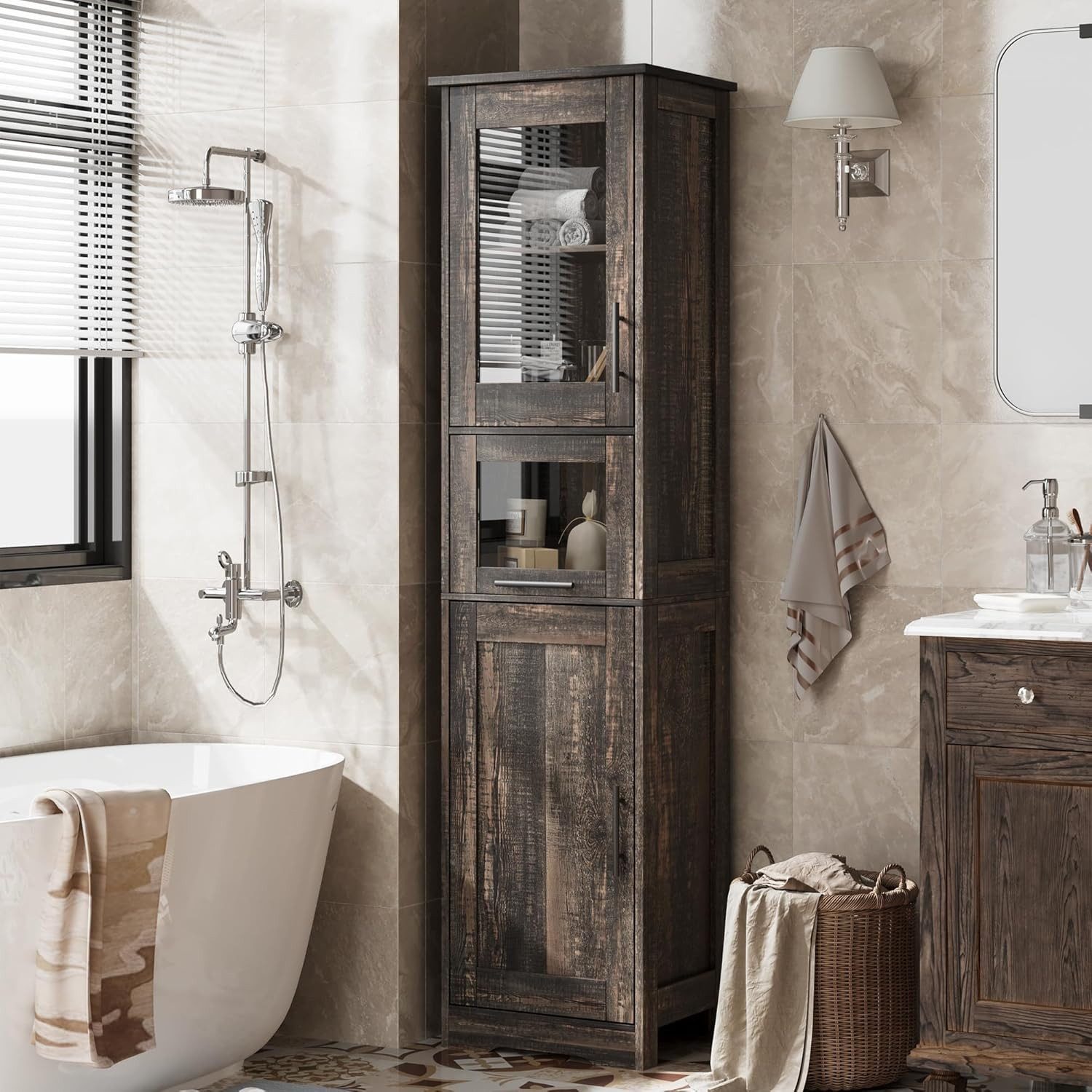 GarveeMore Hochschrank Badezimmerschrank Badschrank Badkommode Badezimmermö günstig online kaufen
