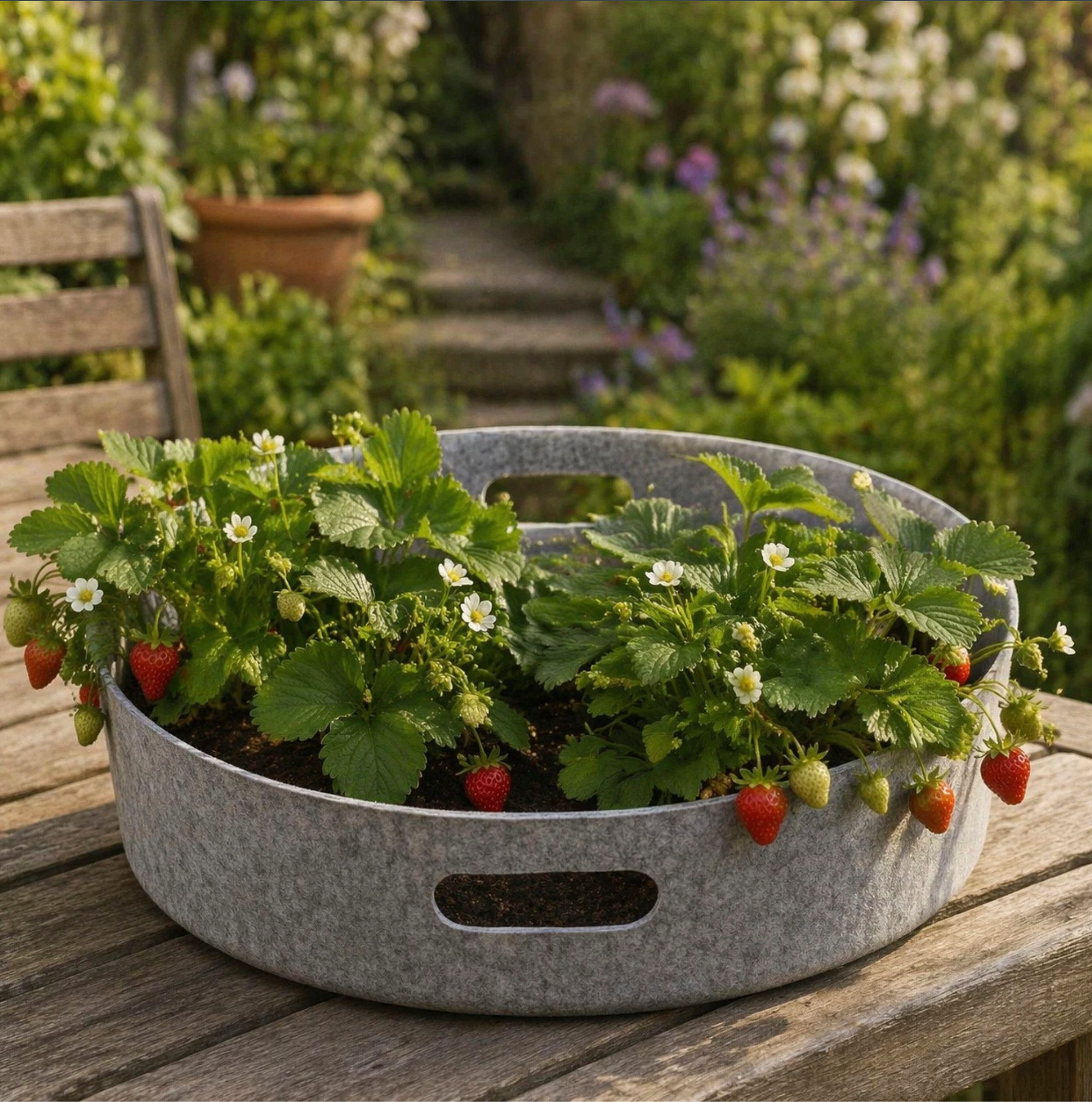 Pisi & Bili Blumentopf Filz Pflanztopf Flach Ø50 cm mit Griffen