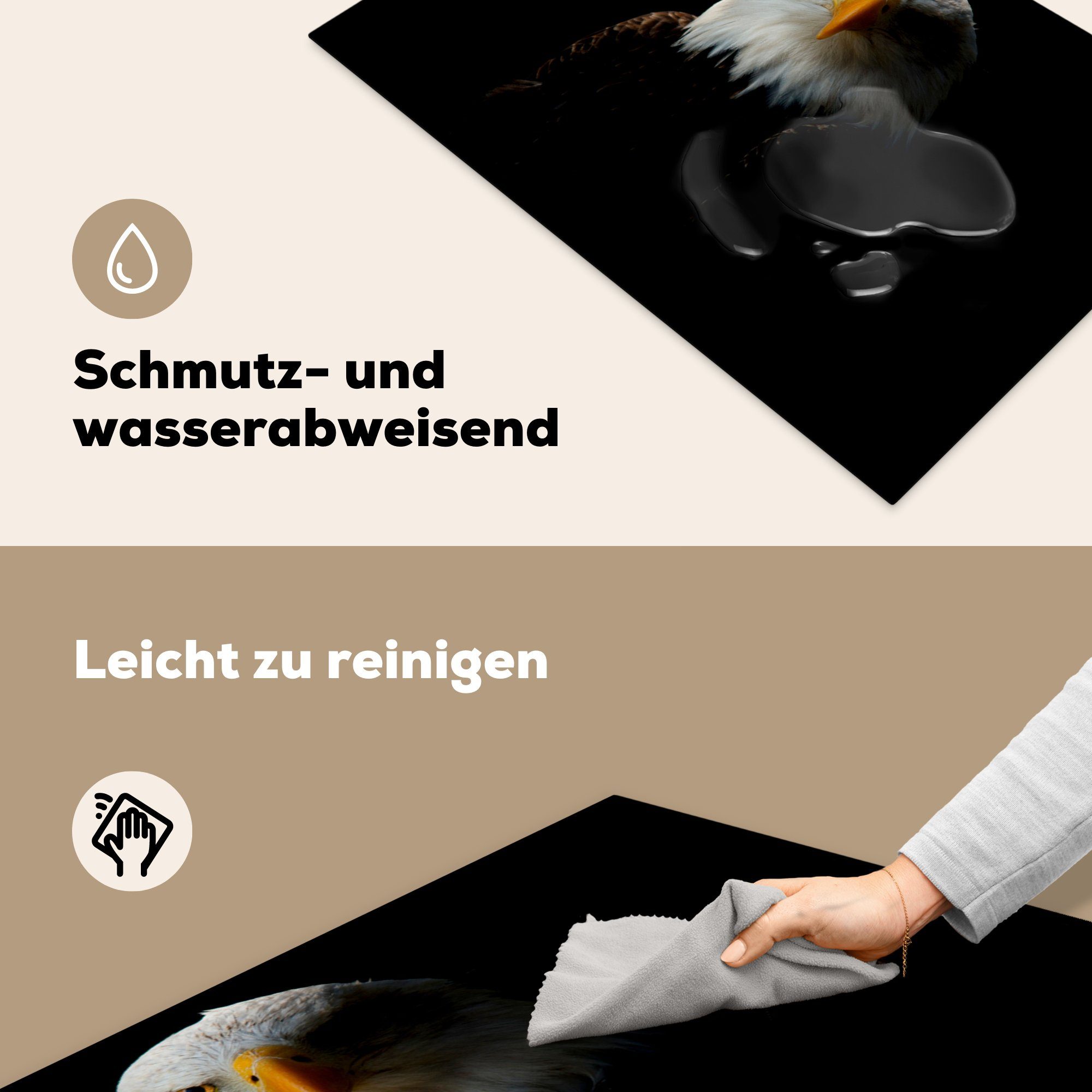 MuchoWow Herdblende-/Abdeckplatte Adler - Induktionskochfeld (1 für Schwarz cm, 81x52 Vinyl, - tlg), Schutz Gelb, Ceranfeldabdeckung küche, die