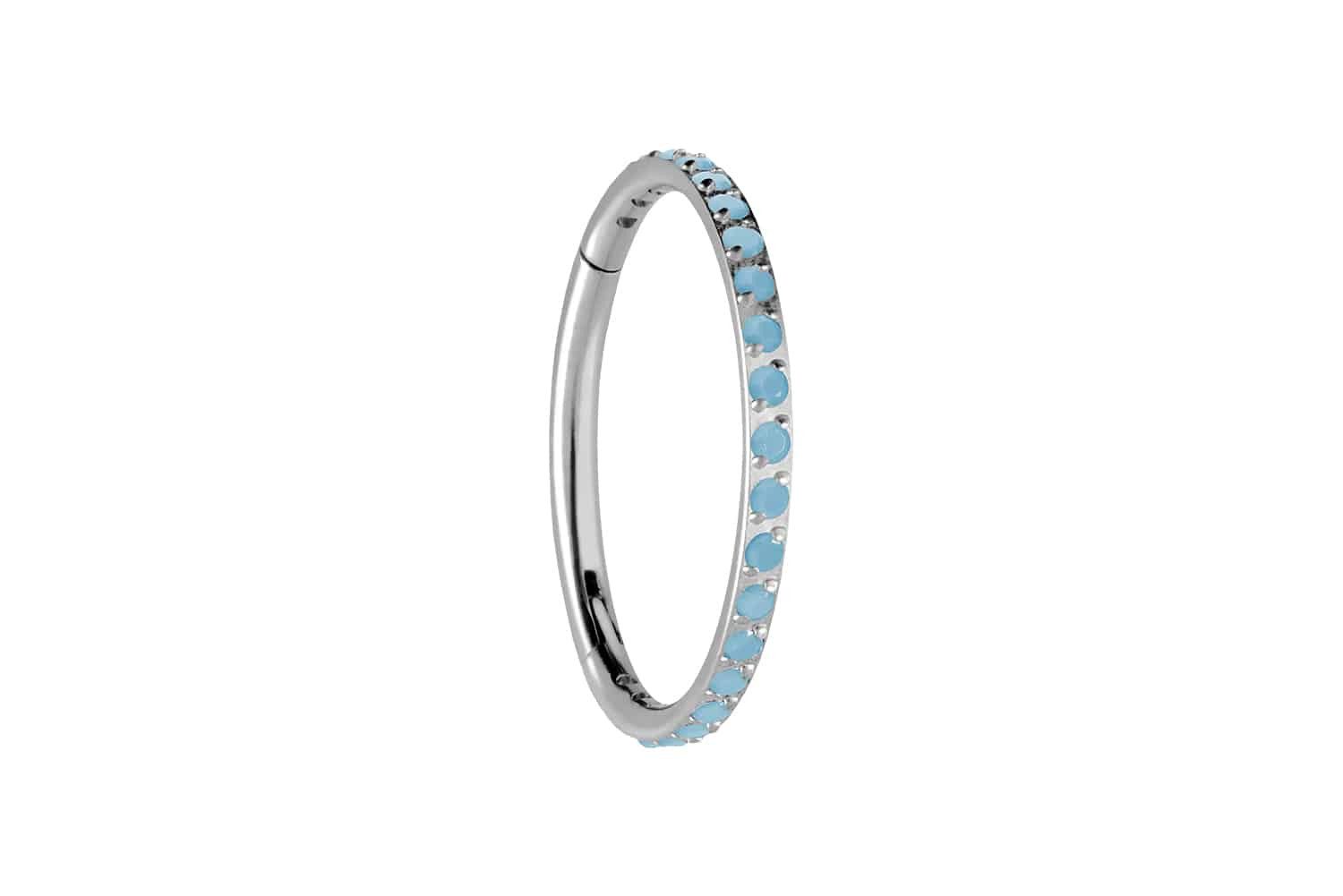 Piercing-Set Titan Segmentring Clicker EINGEFASSTE SYNTHETISCHE TÜRKISE