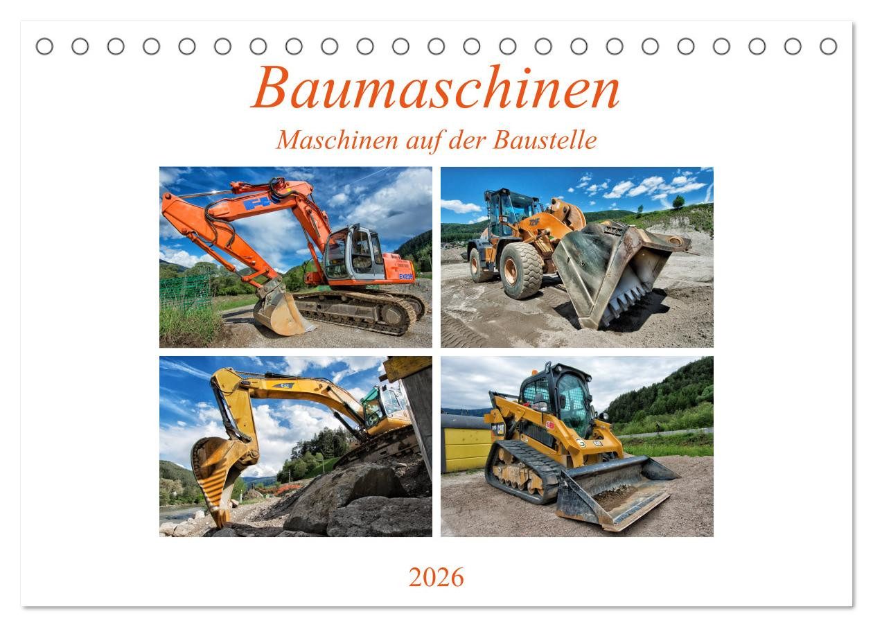 CALVENDO Wandkalender Baumaschinen - Maschinen auf der Baustelle (Tischkalender 2026 DIN A5