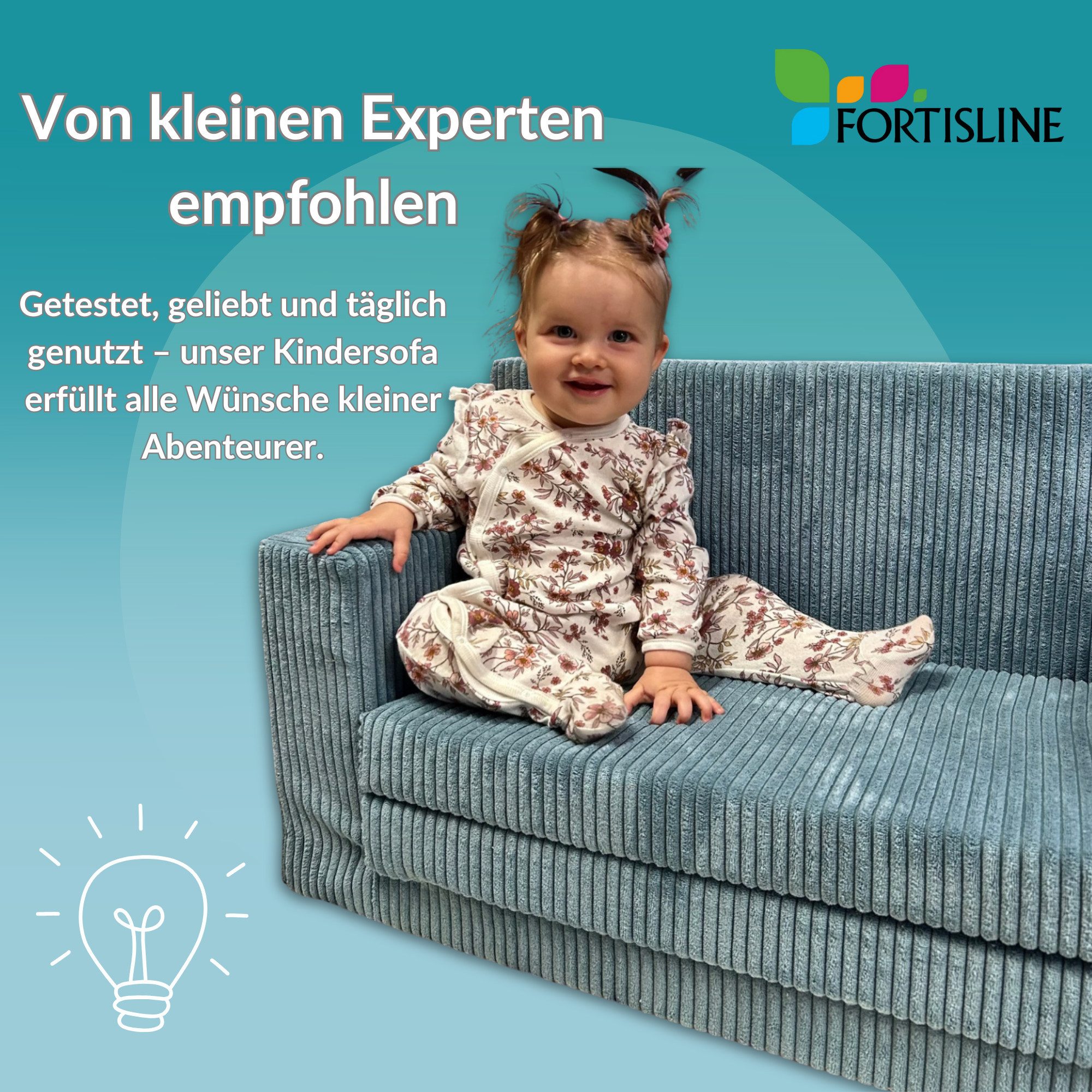 FORTISLINE Kindersofa aus Schaumstoff mit abnehmbarem Bezug Kinderzimmer