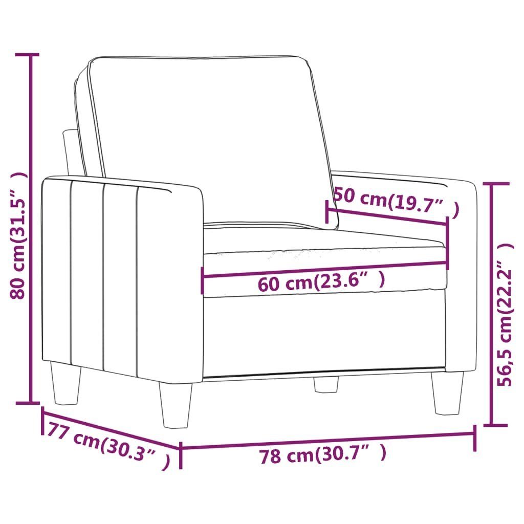 Stoff Sofa 60 cm Sofasessel Hellgrau vidaXL