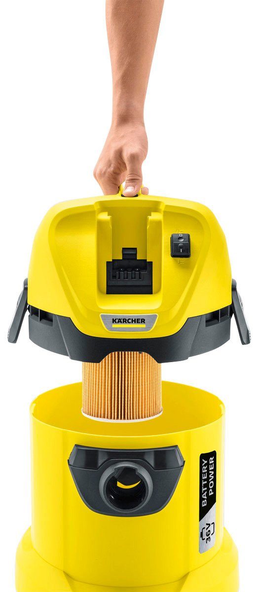 KÄRCHER Nass-Trocken-Akkusauger WD 3 Battery Set, 300 W, mit Beutel, inkl. 36 V/2,5 Ah Akku und Ladegerät – Bild 3 von 5