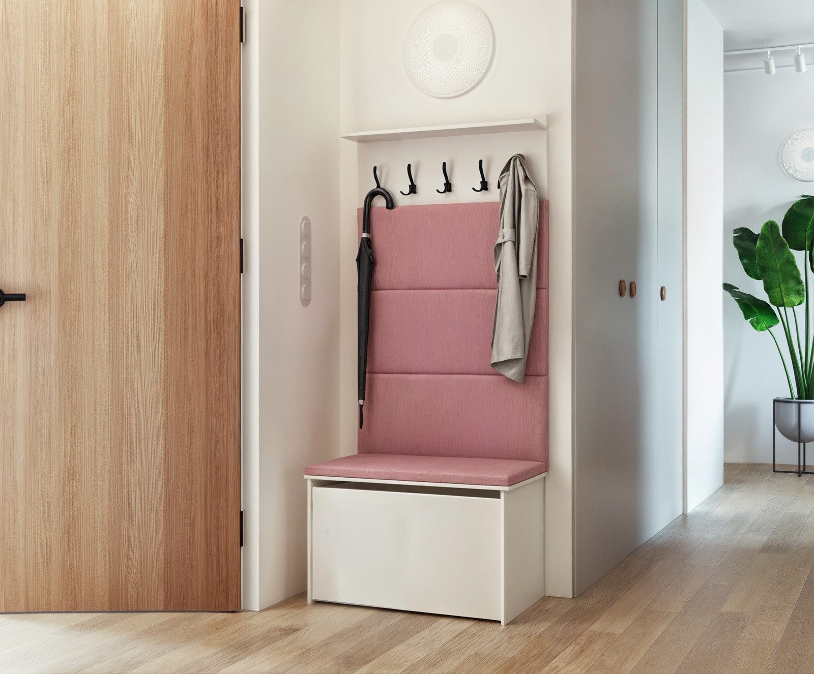 Raumhirsch Furniture Kompaktgarderobe ANDY Flurgarderobe modernes Design & praktischer Stauraum (Garderobenständer - Garderobe, Schuhschrank für Diele & Flur) Garderobenständer- Flurmöbel-Set mit Sitzbank