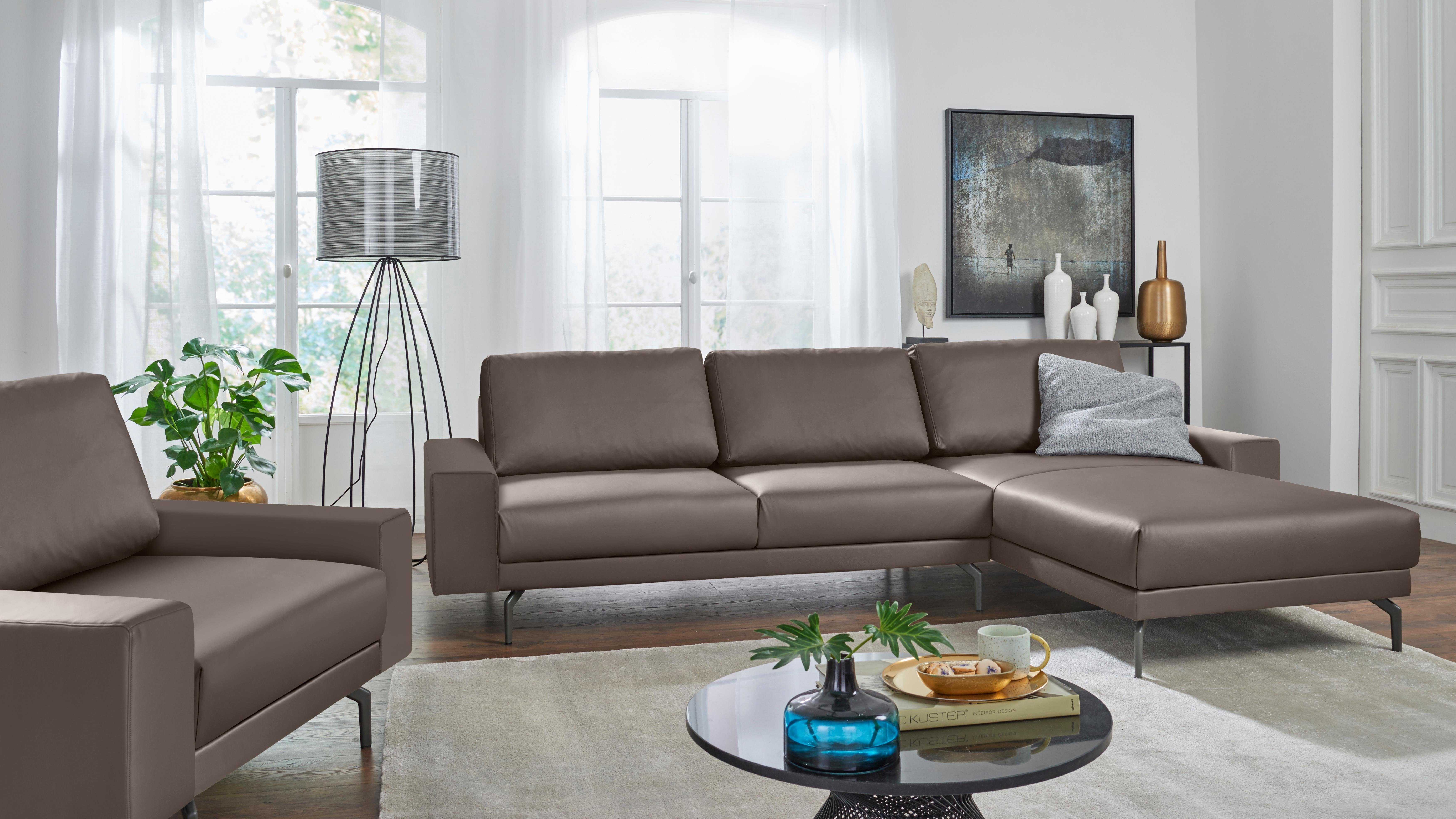 hülsta sofa Ecksofa »hs.450«, Armlehne breit und niedrig, Alugussfüße in  umbragrau, Breite 274 cm