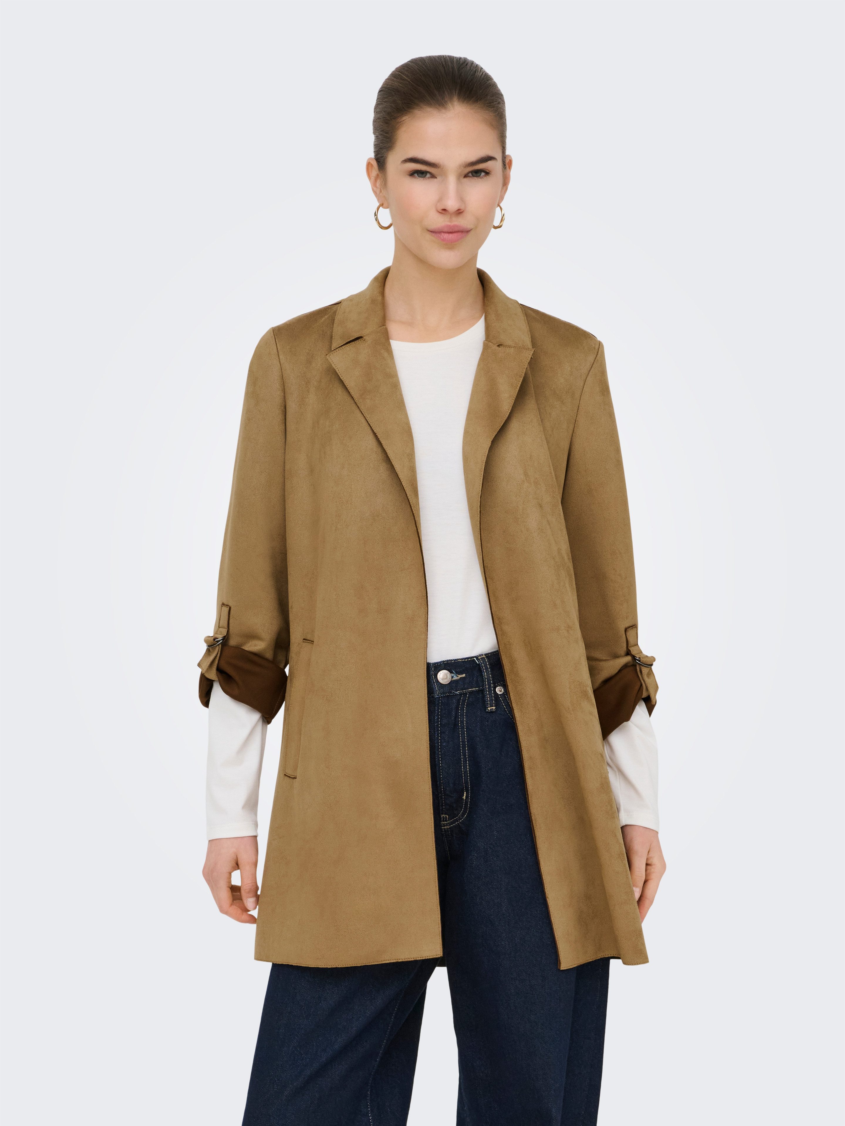 ONLY Langjacke ONLJOLINE FAUX SUEDE COAT LIFE CC OTW mit Reverskragen, weiches Wildlederimitat – Bild 2 von 5