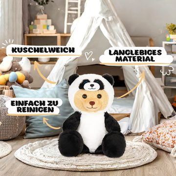 BRUBIES Kuscheltier Teddy Panda - 25 cm Teddybär im Pandakostüm mit Kapuze (Plüschtier für kuschelige Abenteuer, 1-St., Pandabär), Kuscheltier Geschenk für Kinder