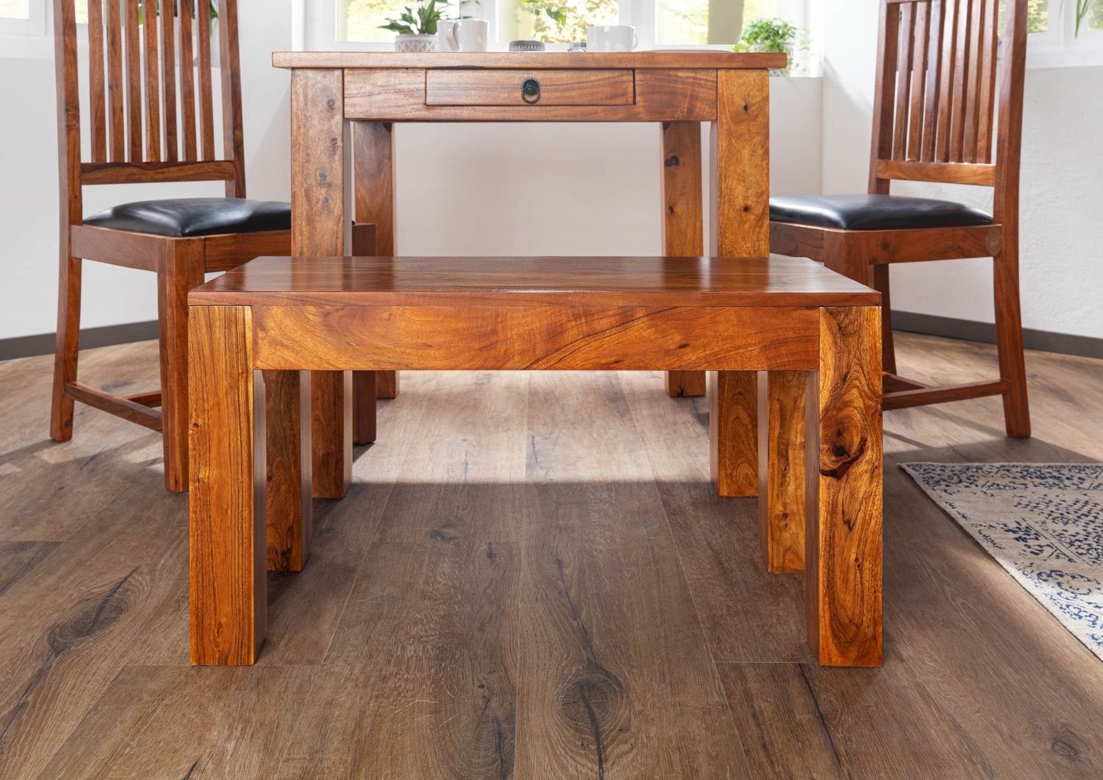 Massivmoebel24 Bank OXFORD (Bank Akazie 80x35x45 honig lackiert OXFORD #11), Bank Akazie 80x35x45 honig lackiert OXFORD #11