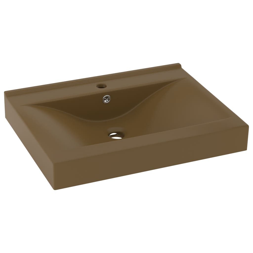 vidaXL Waschbecken, Luxus-Waschbecken mit Hahnloch Matt-Creme 60x46 cm Keramik
